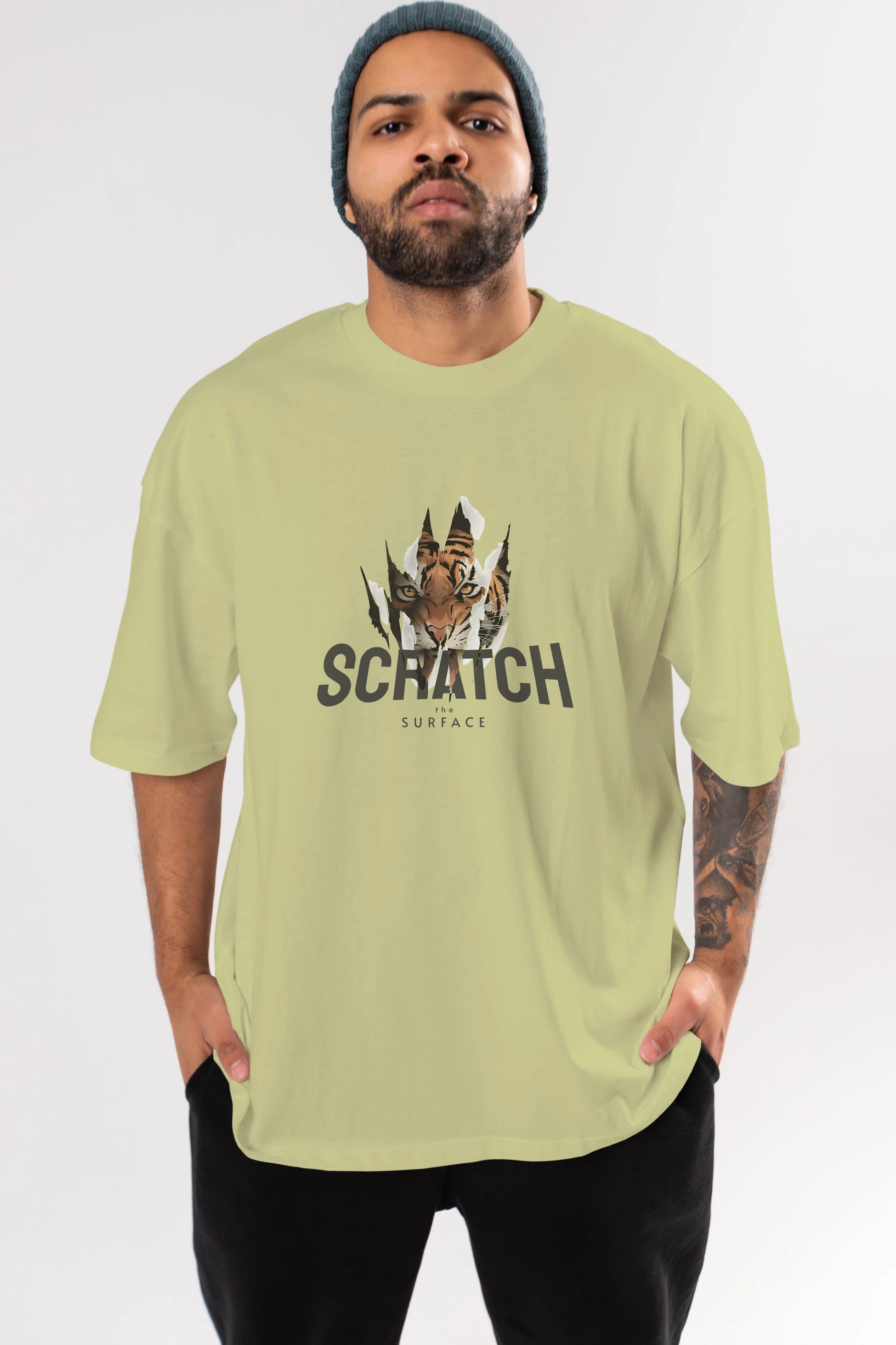 Teddy Bear Scratch Ön Baskılı Oversize t-shirt Erkek Kadın Unisex %100 Pamuk