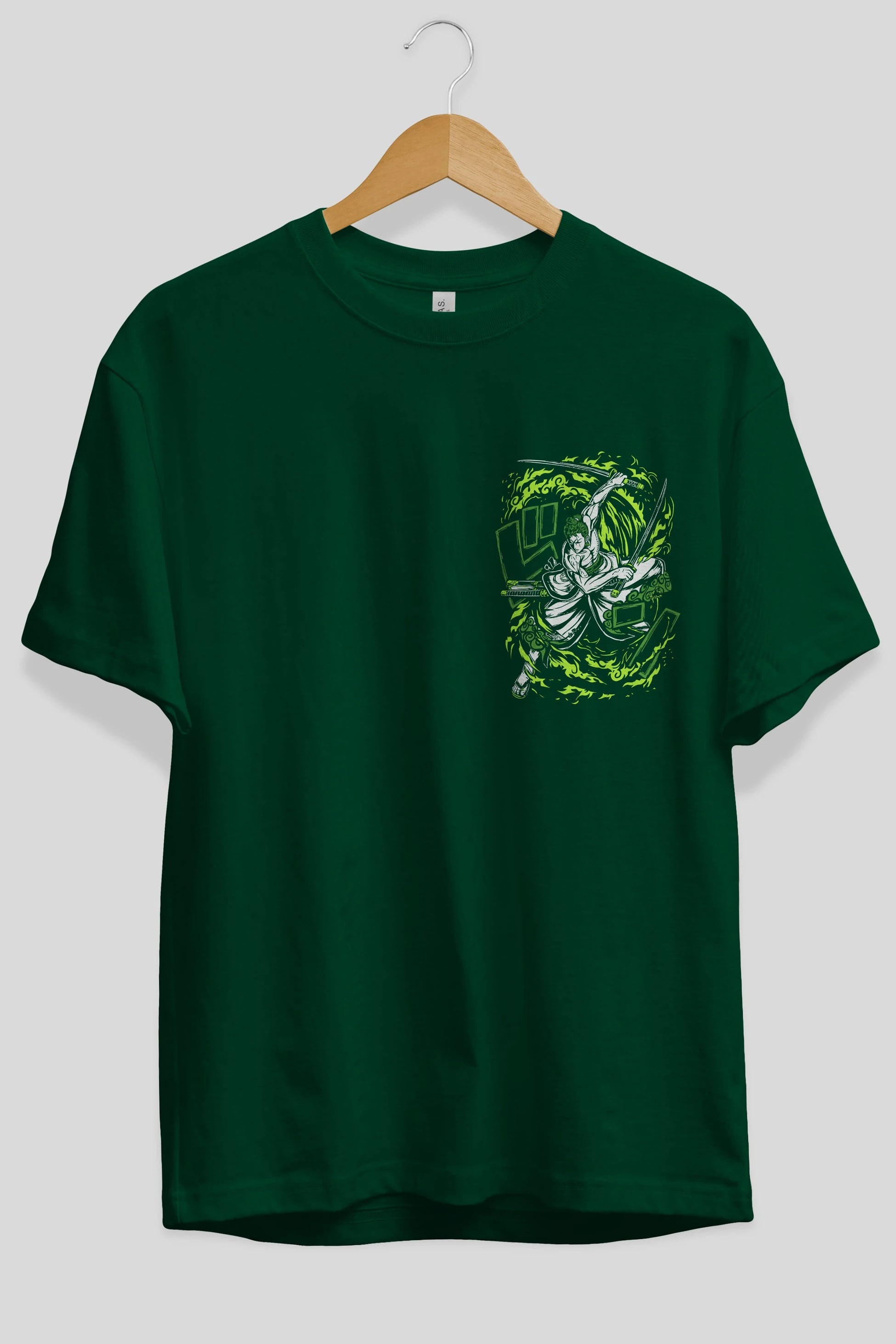 ZORO-ONE PIECE (2) Ön Sol Baskılı Oversize t-shirt Erkek Kadın Unisex %100 Pamuk Bisiklet Yaka tişort