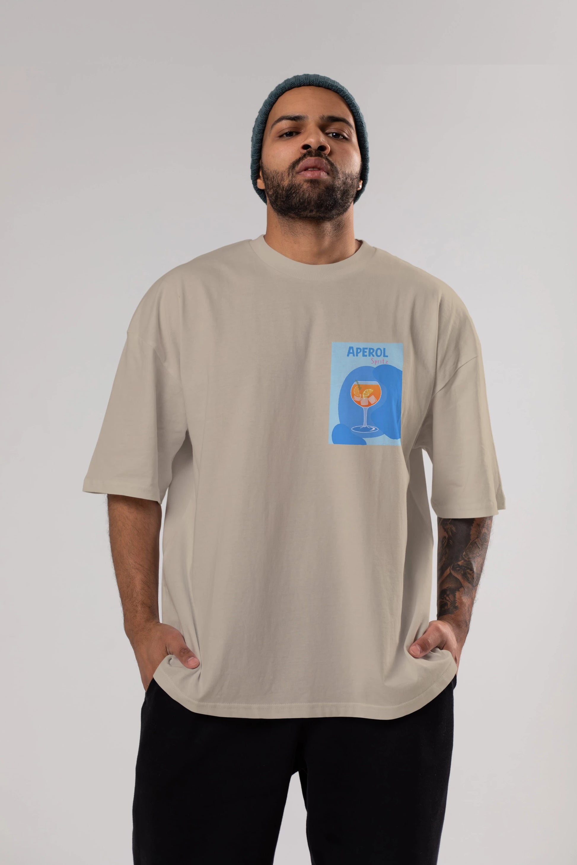 Aperol Spritz 10 Ön Sol Baskılı Oversize t-shirt Erkek Kadın Unisex %100 Pamuk Bisiklet Yaka tişort