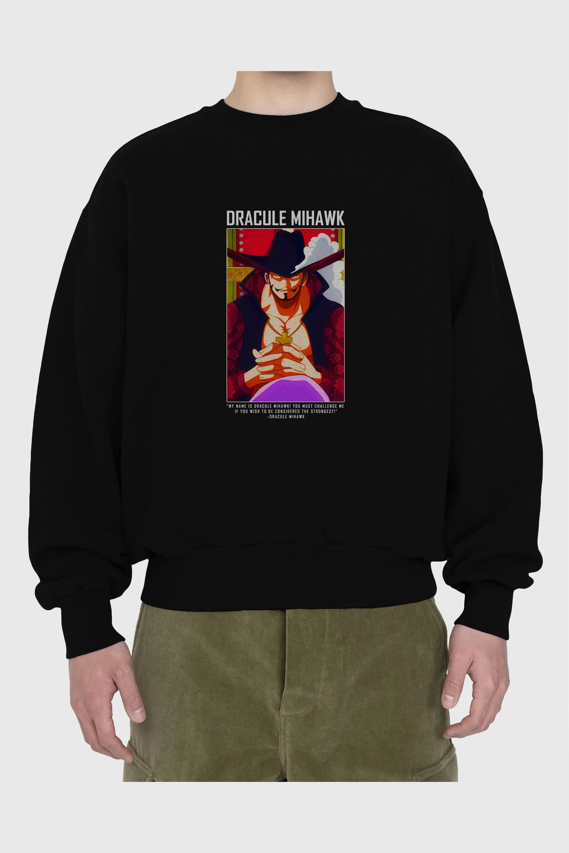 Dracule Mihawk Ön Baskılı Anime Oversize Sweatshirt Erkek Kadın Unisex