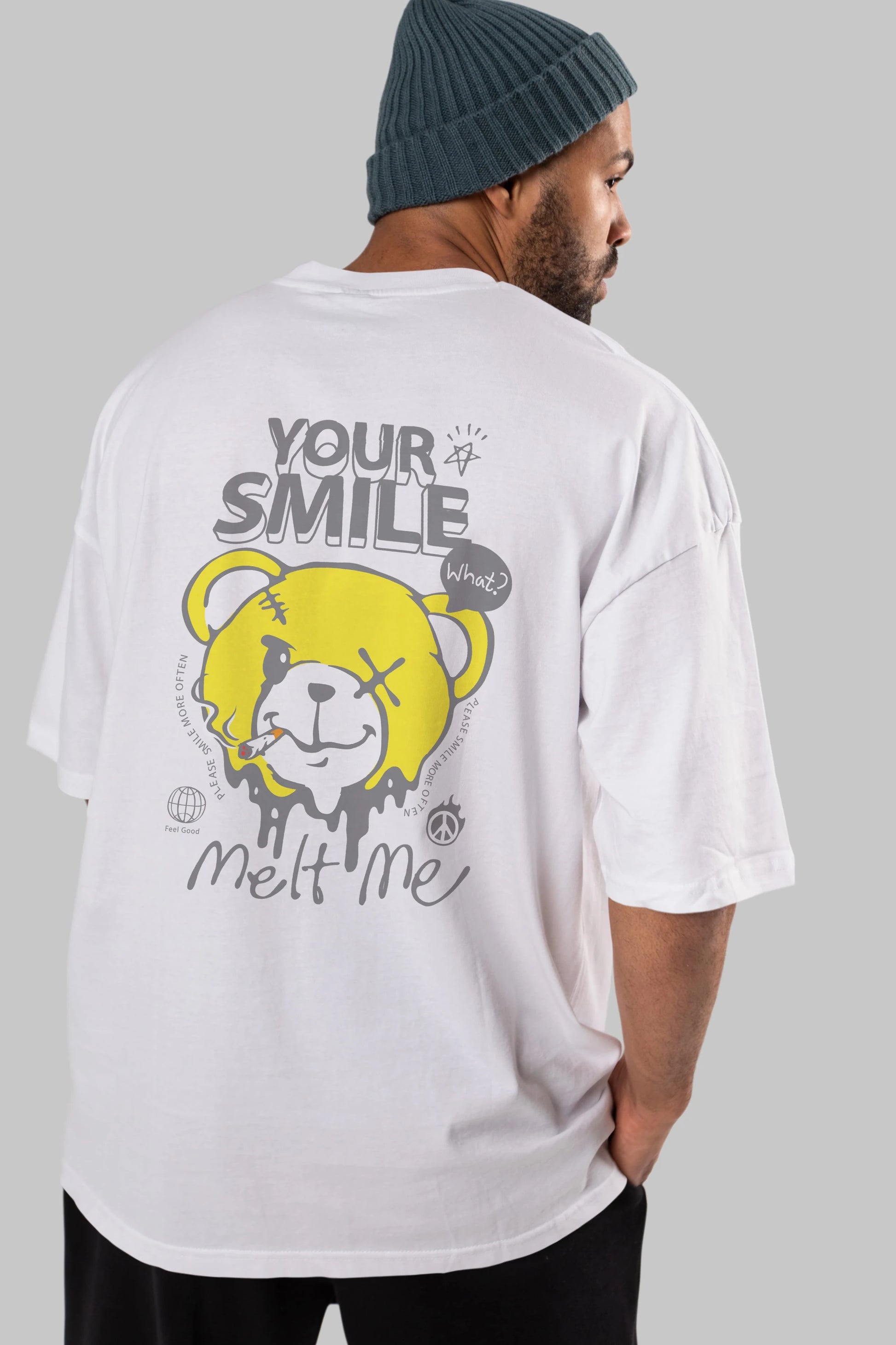 Your Smile Bear Arka Baskılı Oversize t-shirt Erkek Kadın Unisex