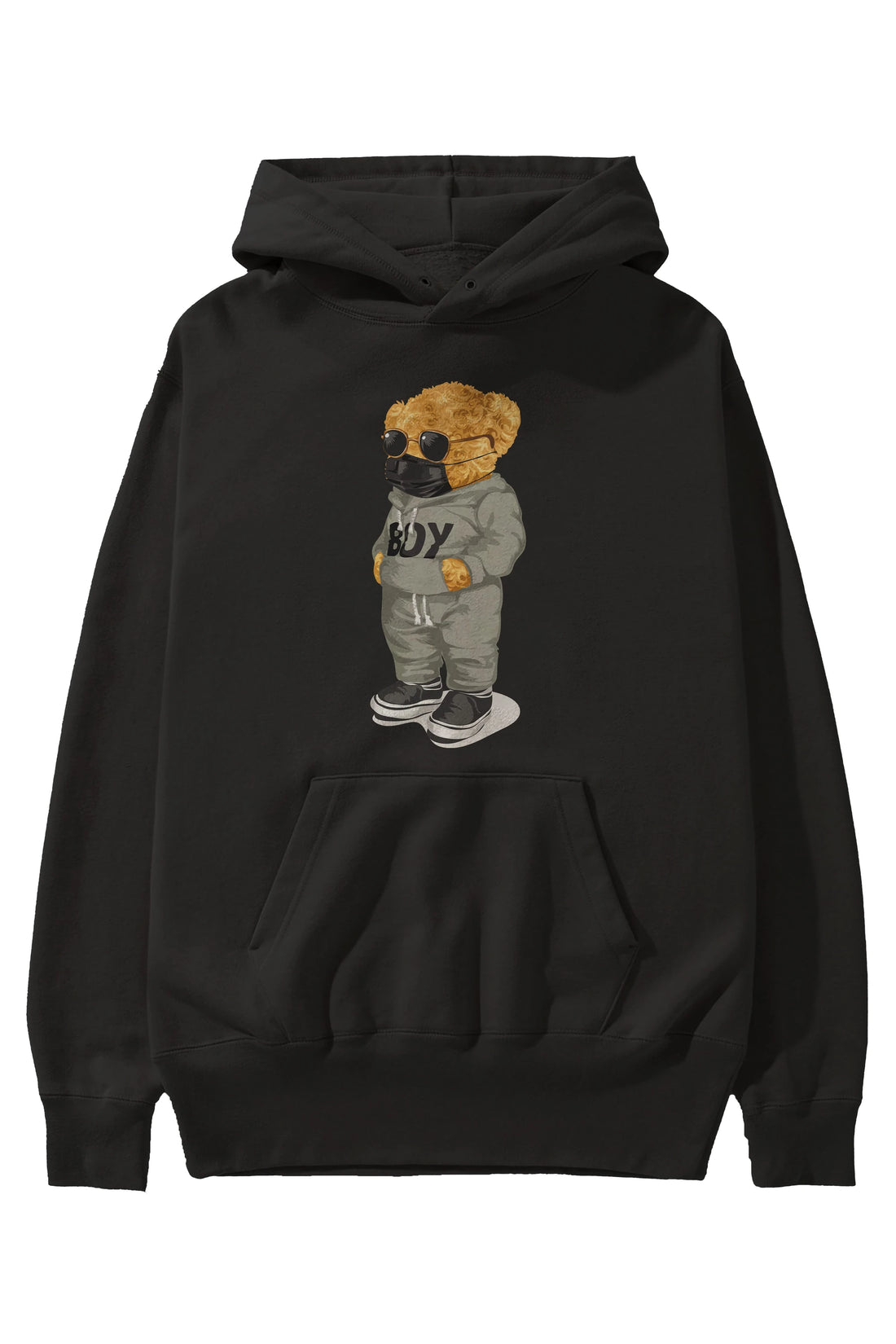 Teddy Bear Boy Ön Baskılı Hoodie Oversize Kapüşonlu Sweatshirt Erkek Kadın Unisex