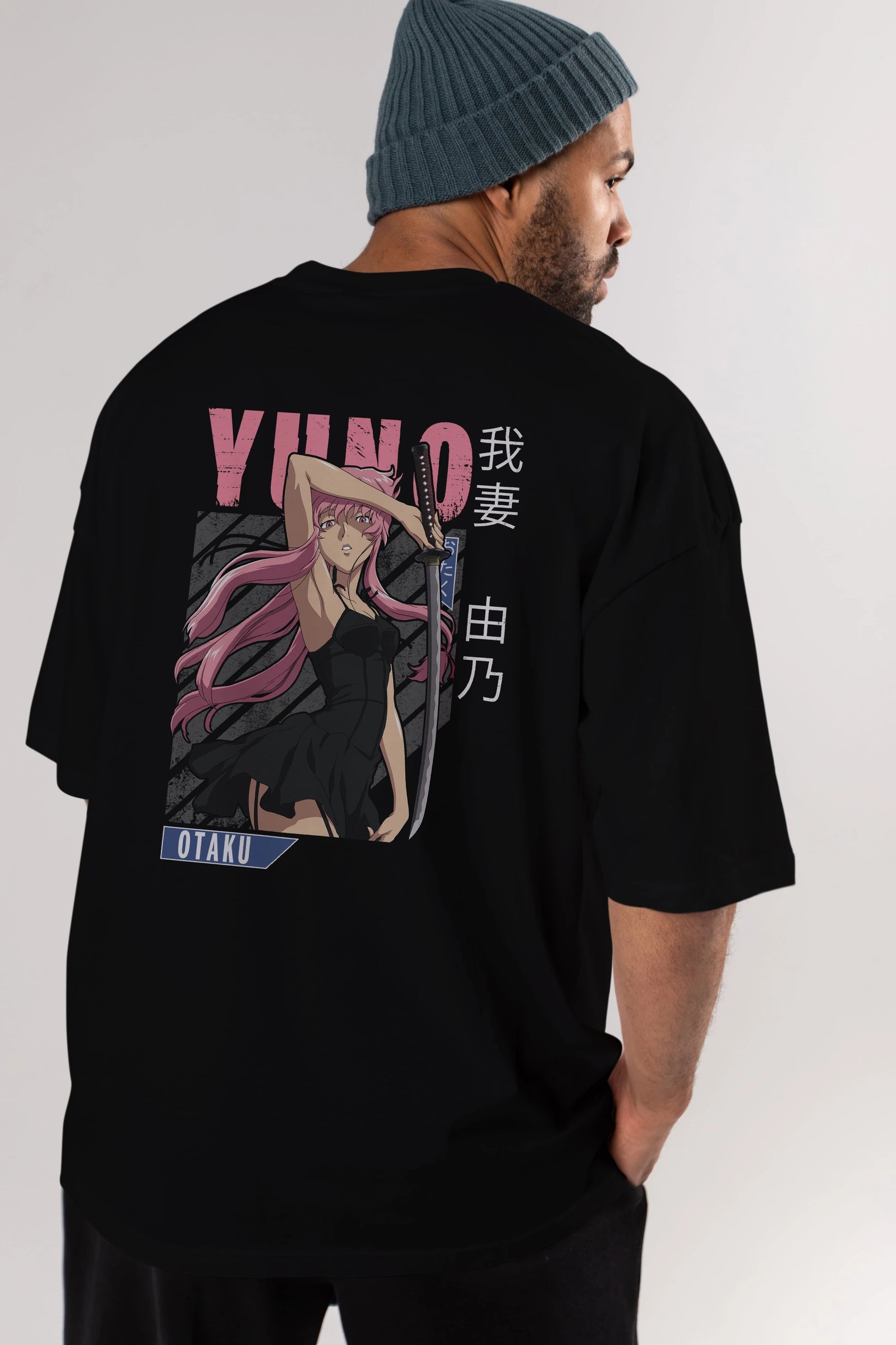 Yuno Gasai 5 Anime Arka Baskılı Oversize t-shirt Erkek Kadın Unisex