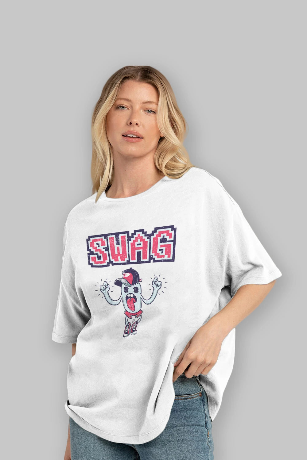 Swag Ön Baskılı Oversize t-shirt Erkek Kadın Unisex