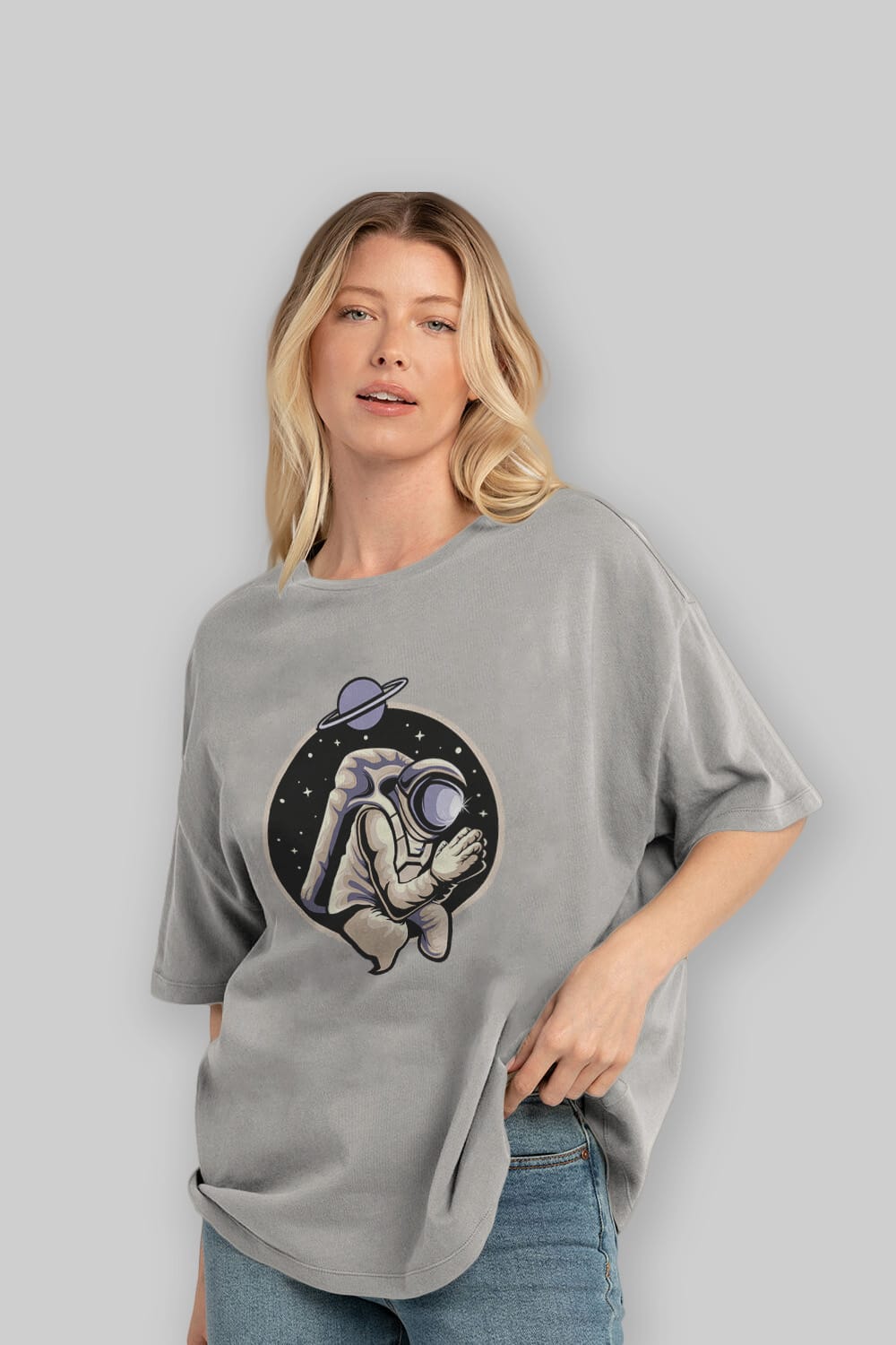 Astronaut Praying Ön Baskılı Oversize t-shirt Erkek Kadın Unisex
