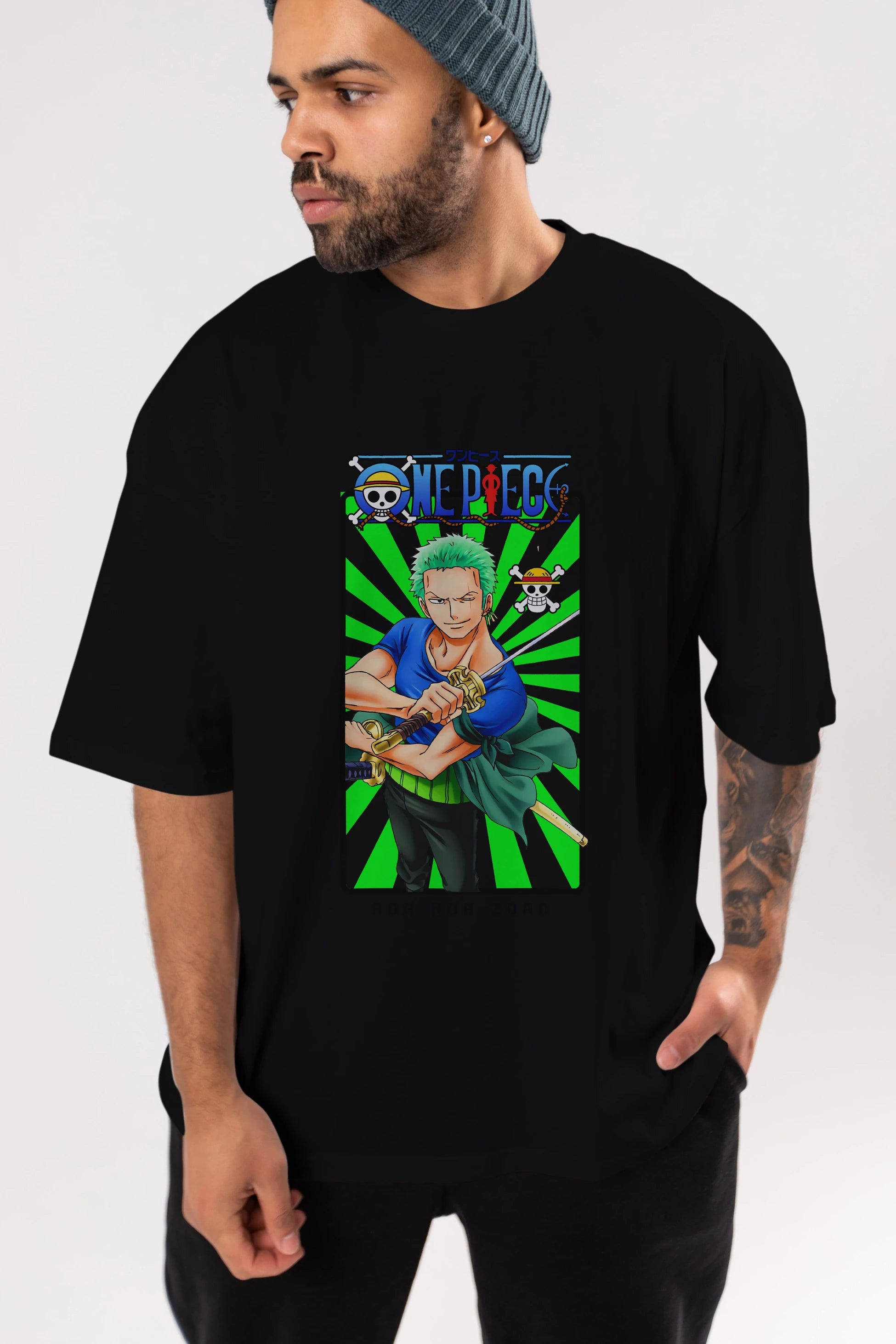 Roronoa Zoro 6 Anime Ön Baskılı Oversize t-shirt Erkek Kadın Unisex