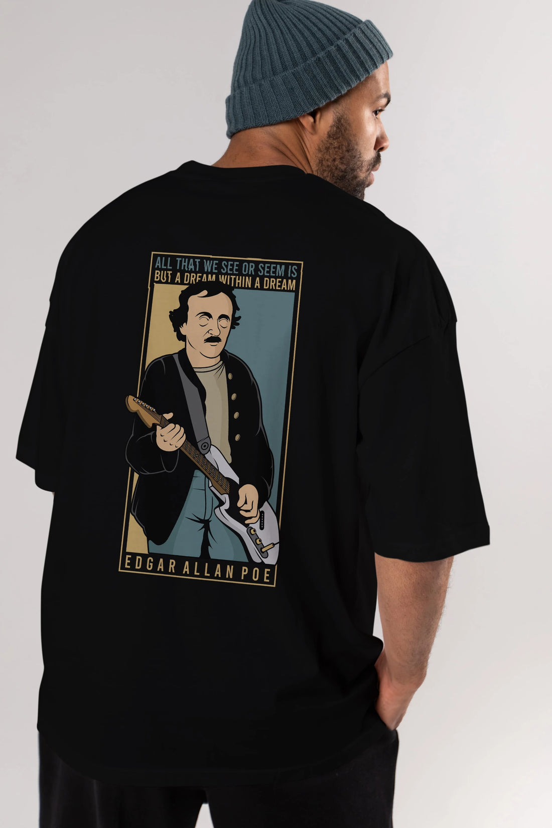 Edgar Alan Cobain Arka Baskılı Oversize t-shirt Erkek Kadın Unisex %100 Pamuk tişort