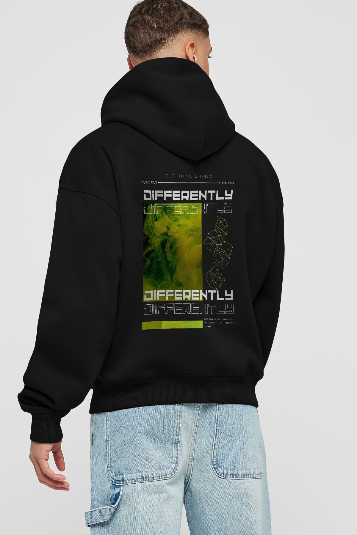 Differently Yazılı Arka Baskılı Oversize Hoodie Kapüşonlu Sweatshirt Erkek Kadın Unisex