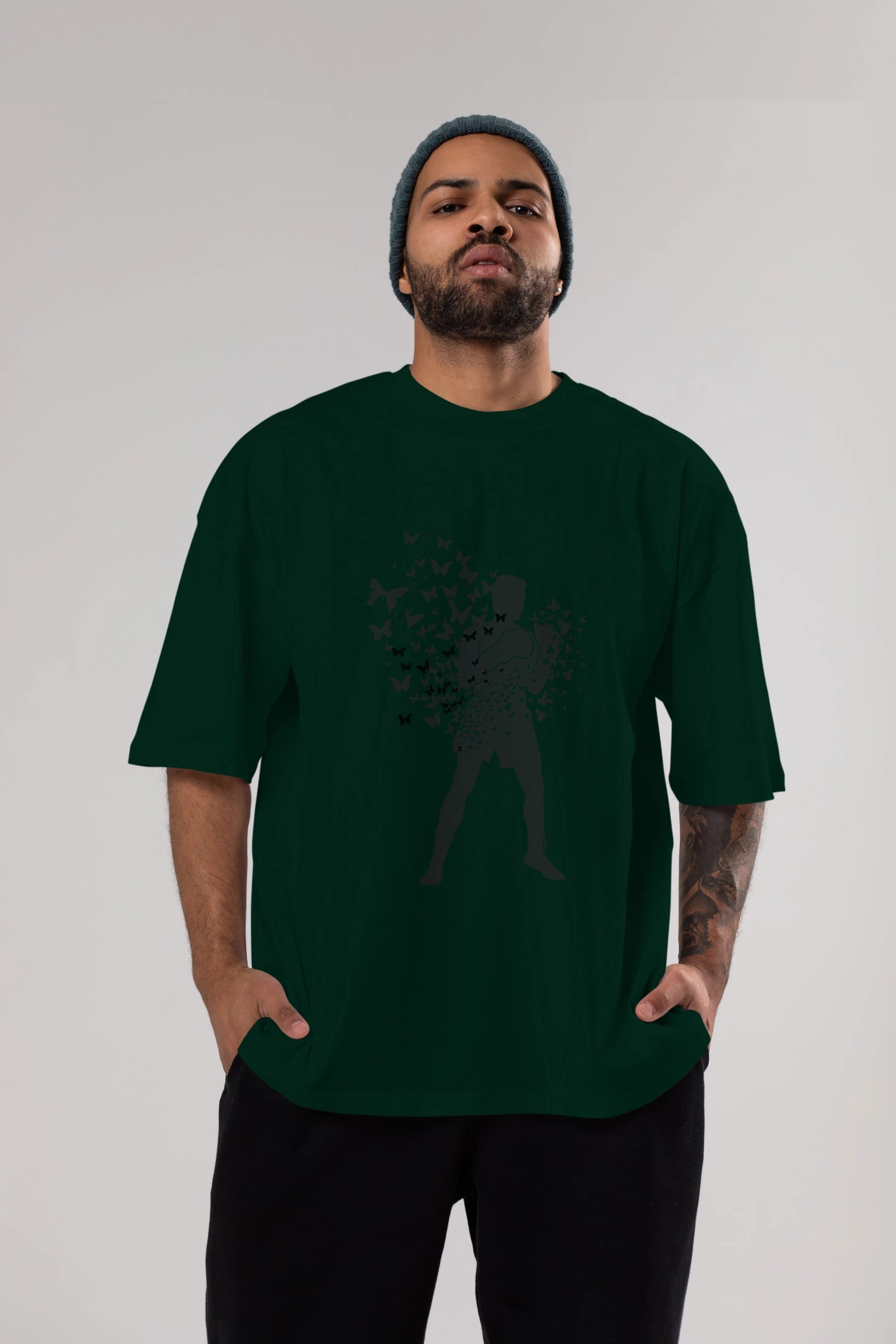 Float Like Butterfly Sting Like Bee Ön Baskılı Oversize t-shirt %100 pamuk Erkek Kadın Unisex