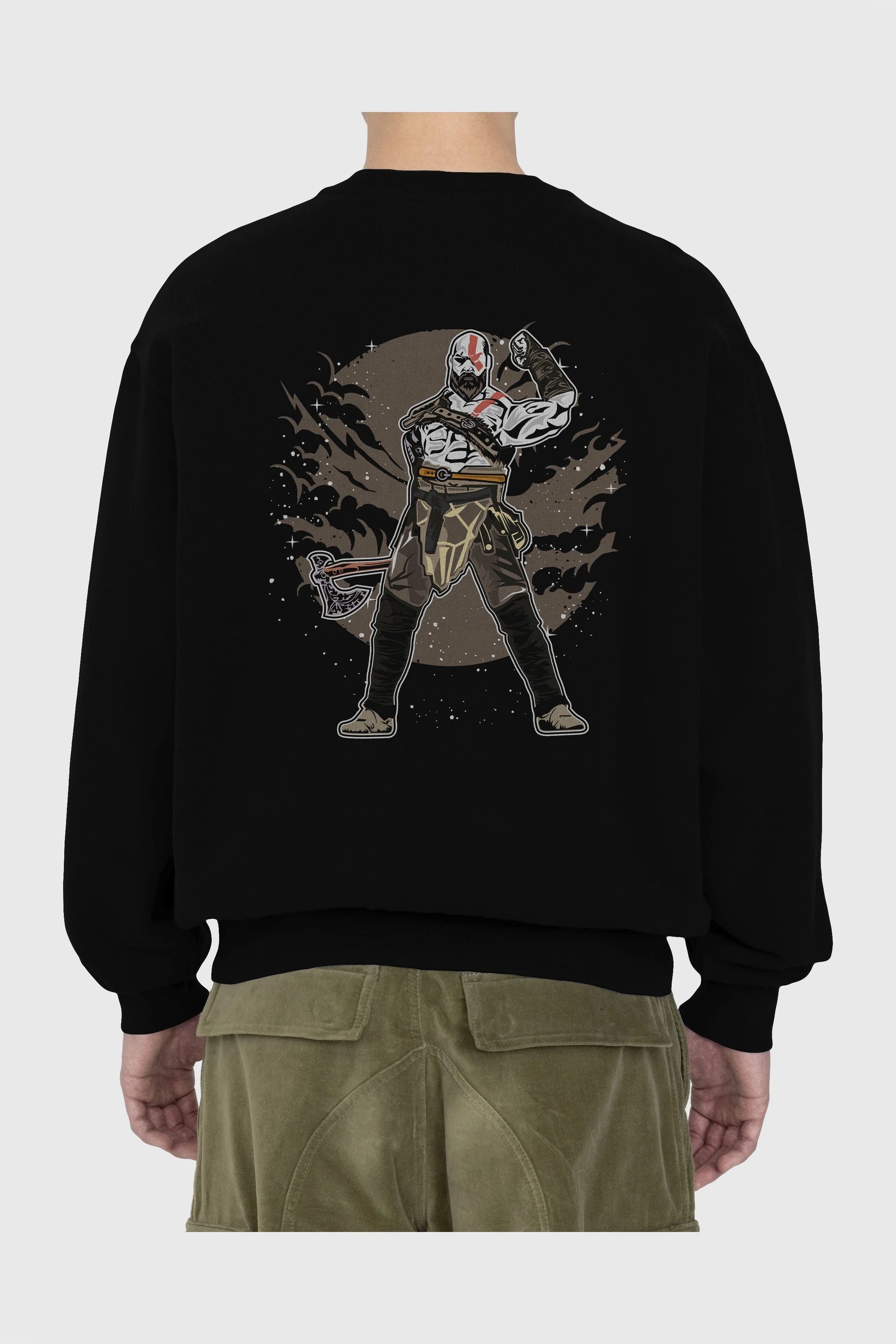 GOD OF WAR Arka Baskılı Oversize Sweatshirt Erkek Kadın Unisex