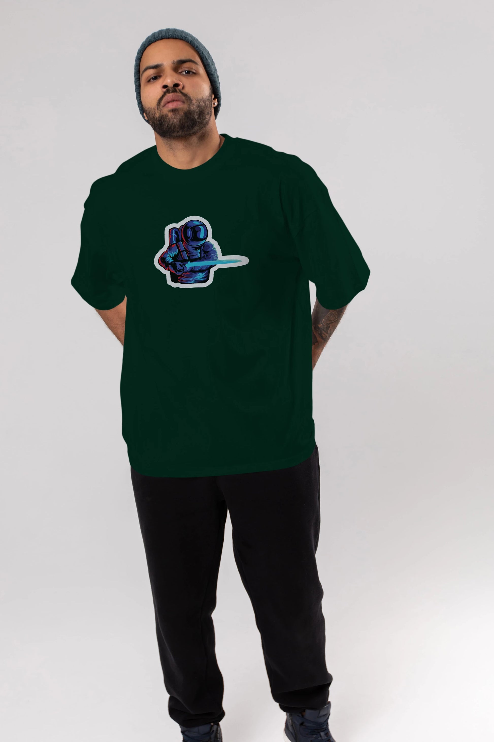 Astro Knight Sticker Ön Baskılı Oversize t-shirt Erkek Kadın Unisex