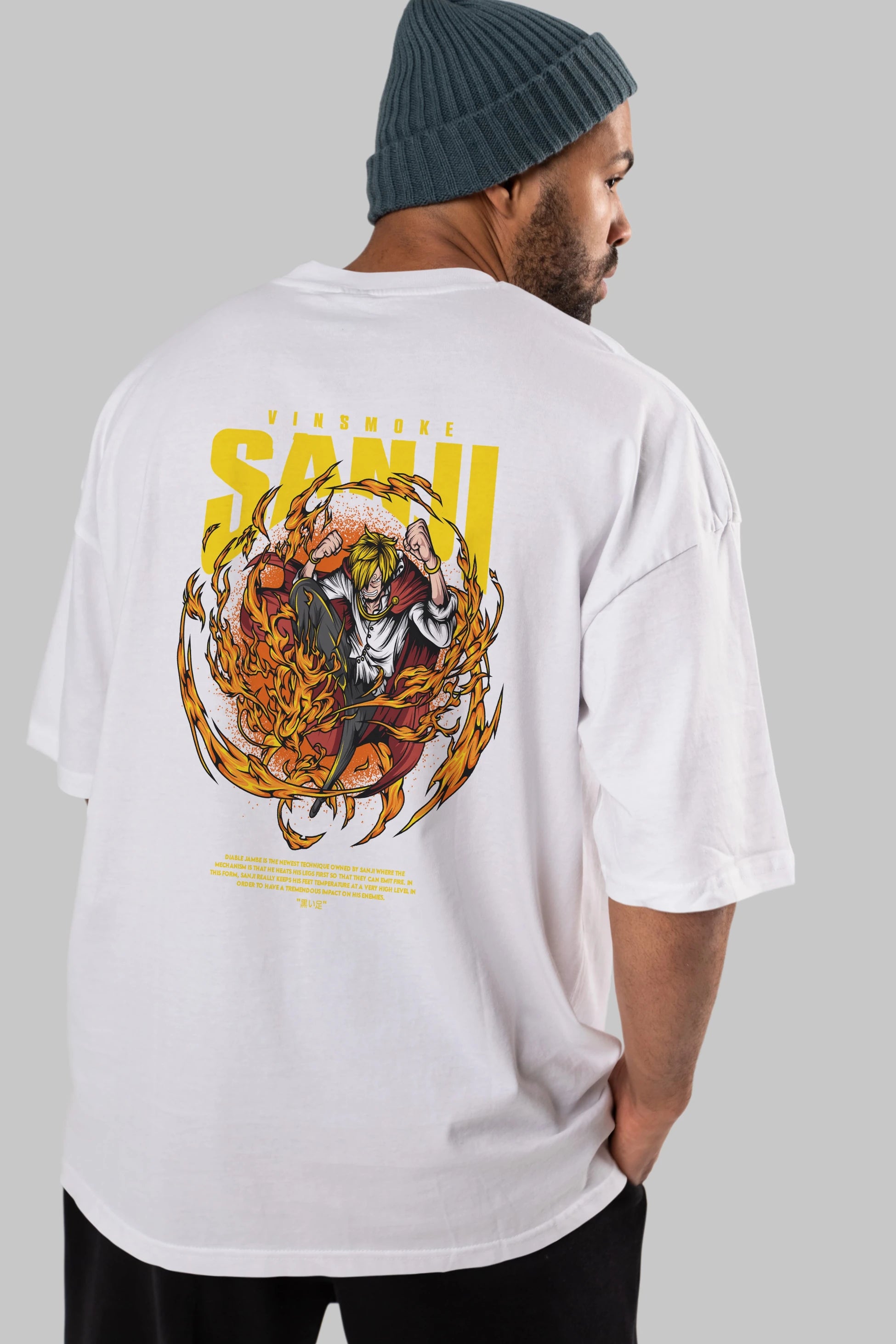 Vinsmoke Sanji Anime Arka Baskılı Oversize t-shirt Erkek Kadın Unisex