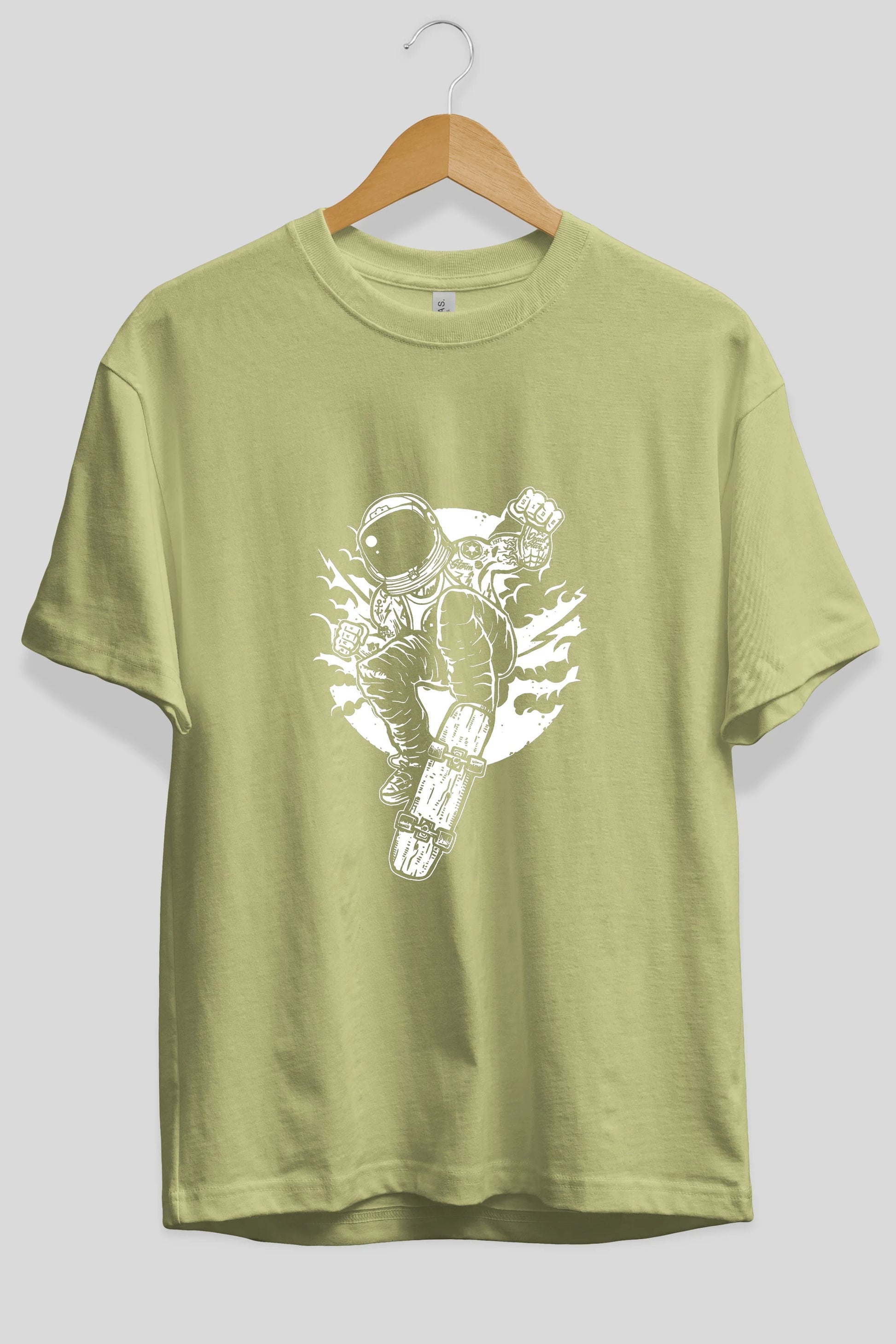 Space Skater Ön Baskılı Oversize t-shirt Erkek Kadın Unisex %100 Pamuk tişort