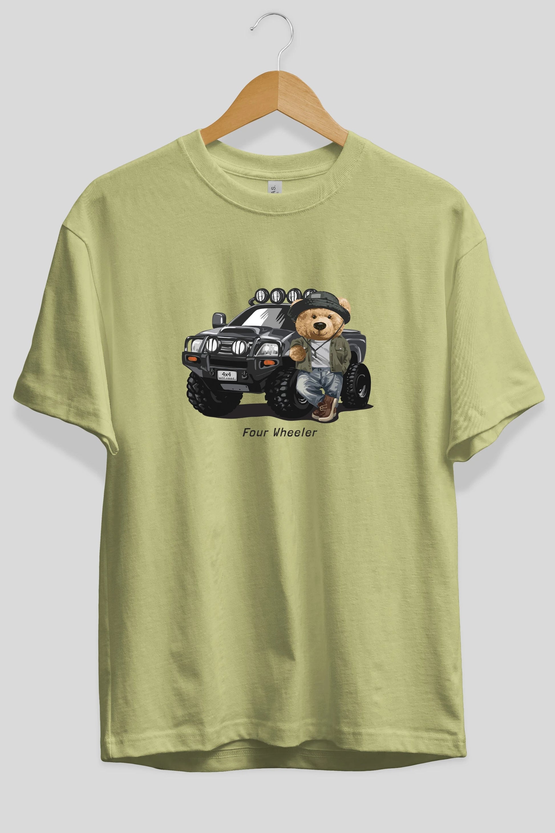Teddy Bear Off Road Ön Baskılı Oversize t-shirt Erkek Kadın Unisex %100 Pamuk
