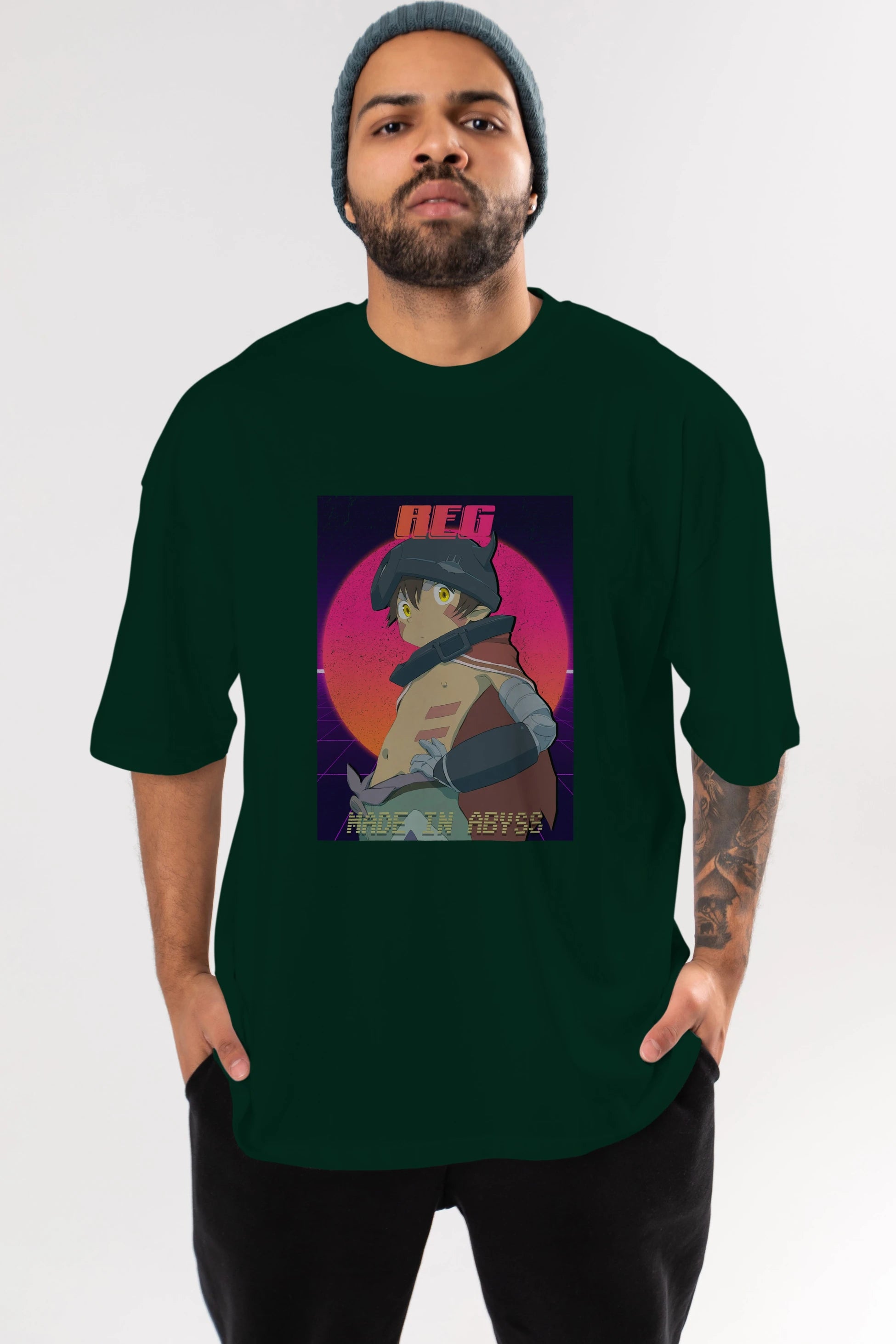 Reg 7 Anime Ön Baskılı Oversize t-shirt %100 pamuk Erkek Kadın Unisex