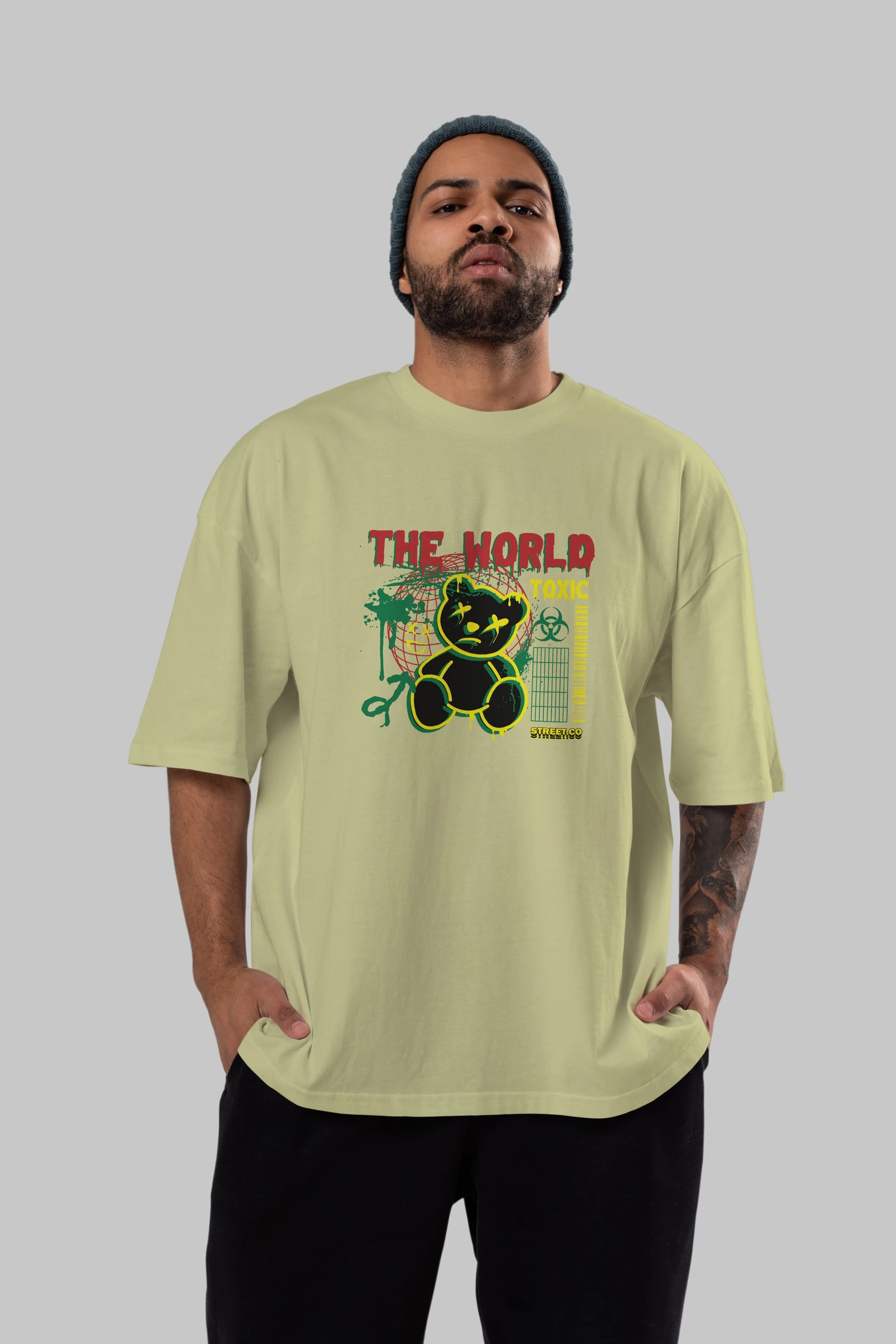 The World Toxic Bear Ön Baskılı Oversize t-shirt Erkek Kadın Unisex