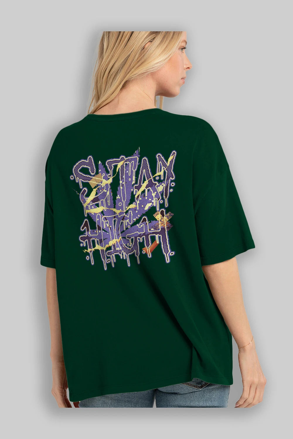 Stay High Arka Baskılı Oversize t-shirt Erkek Kadın Unisex