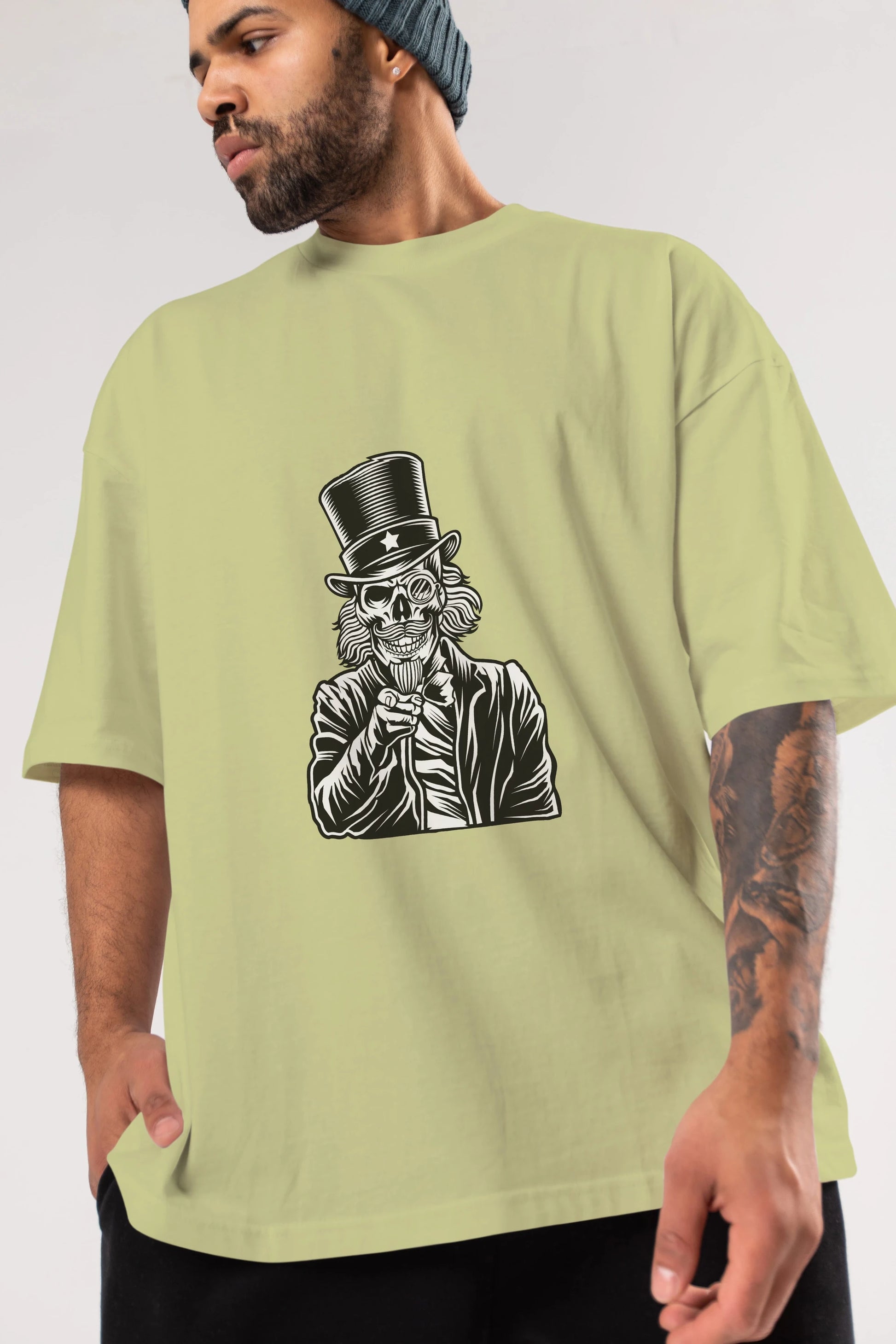 I Want You Skull Ön Baskılı Oversize t-shirt Erkek Kadın Unisex %100 Pamuk tişort