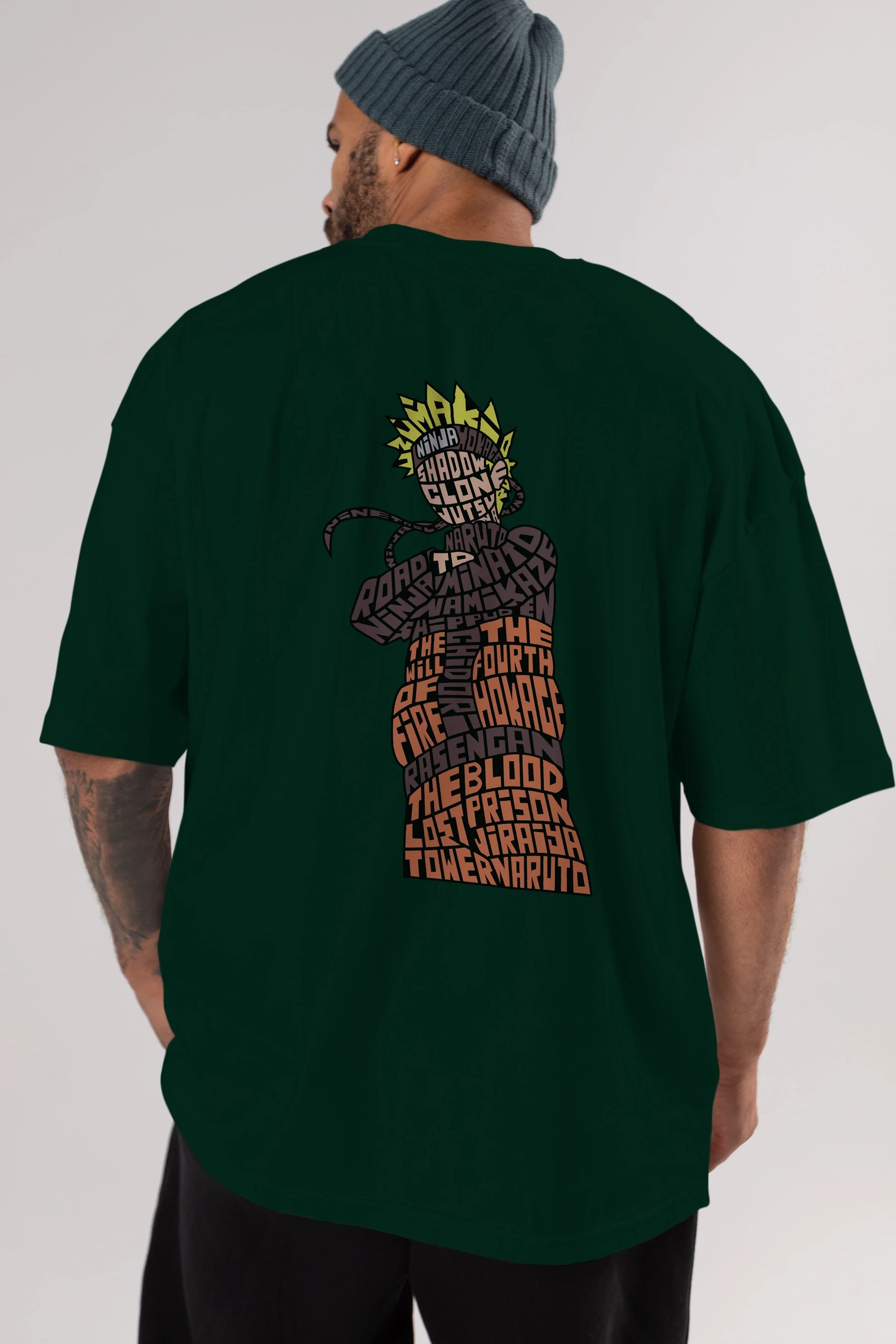 Rasengan Arka Baskılı Oversize t-shirt %100 pamuk Erkek Kadın Unisex