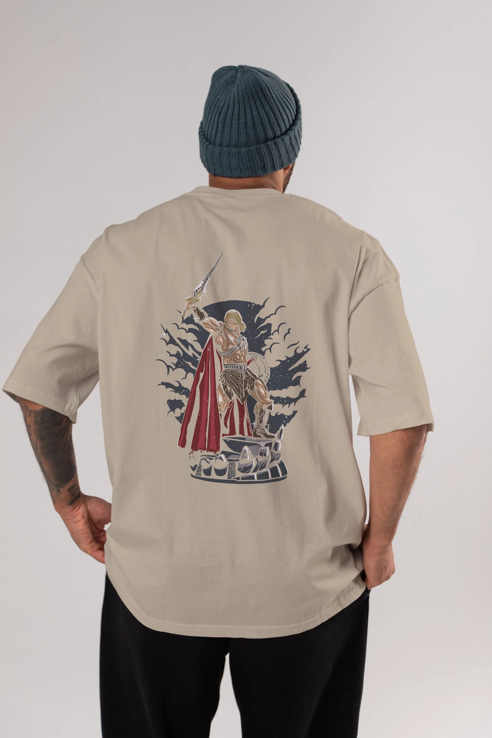 Warrior Arka Baskılı Oversize t-shirt Erkek Kadın Unisex %100 Pamuk