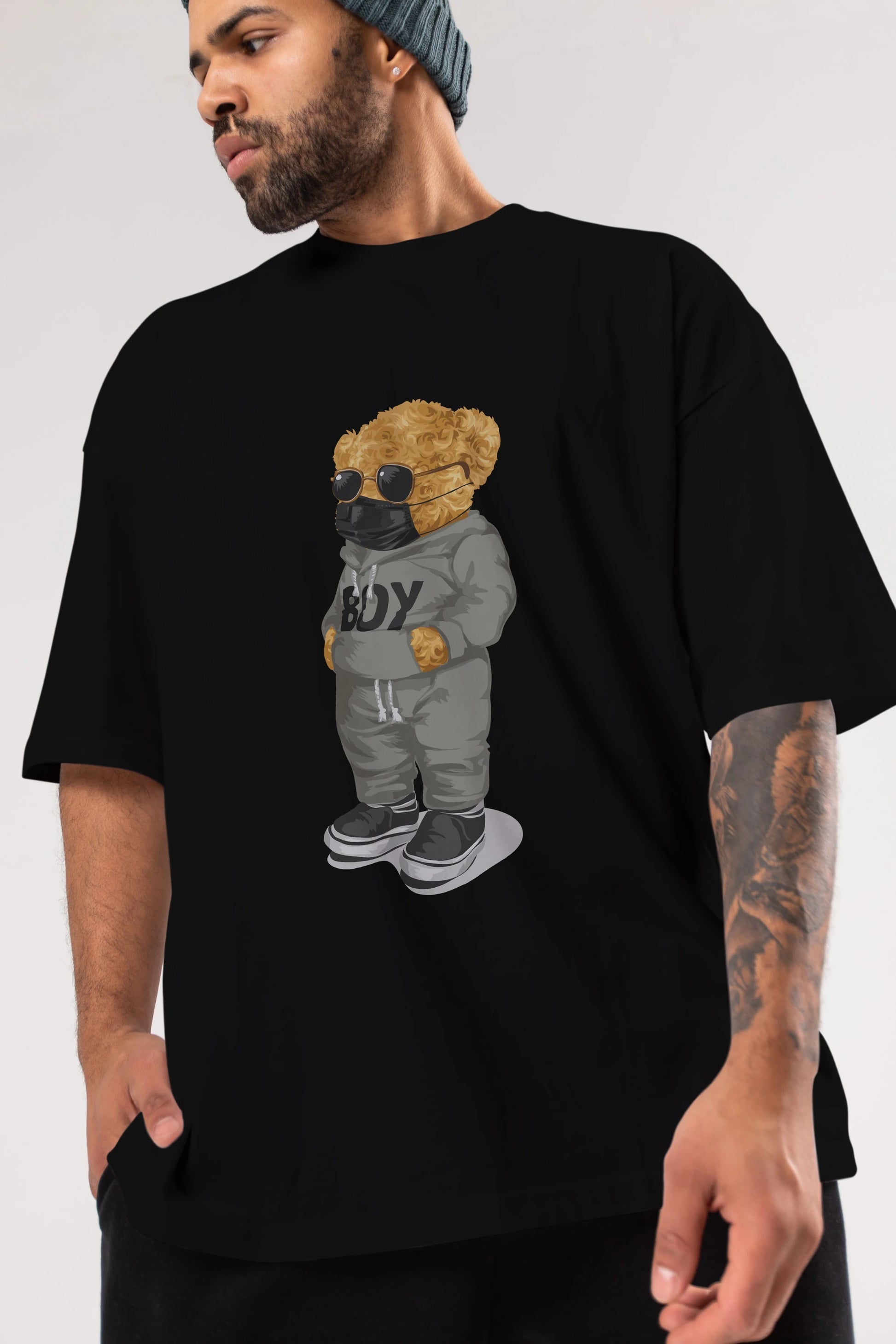 Teddy Bear Boy Ön Baskılı Oversize t-shirt Erkek Kadın Unisex %100 Pamuk