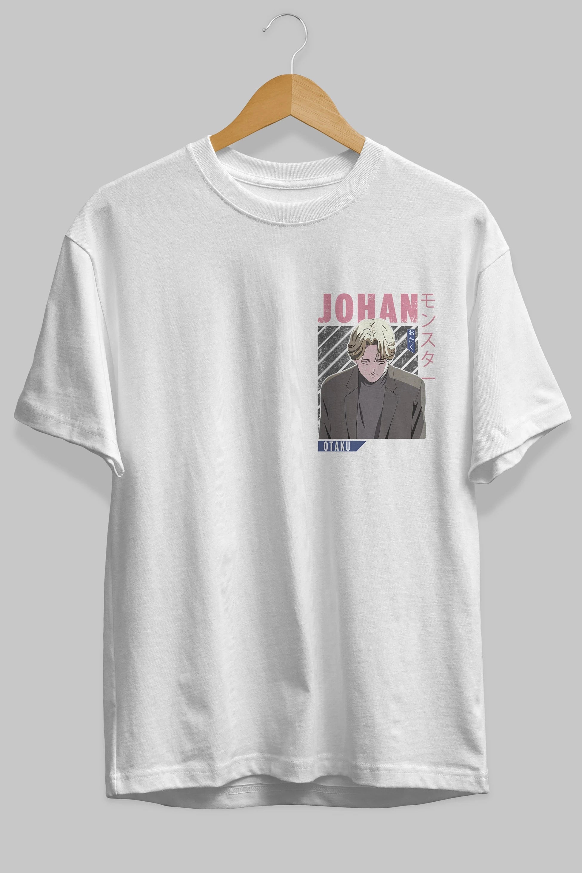 Johan Liebert MONSTER Ön Sol Baskılı Oversize t-shirt Erkek Kadın Unisex %100 Pamuk Bisiklet Yaka tişort