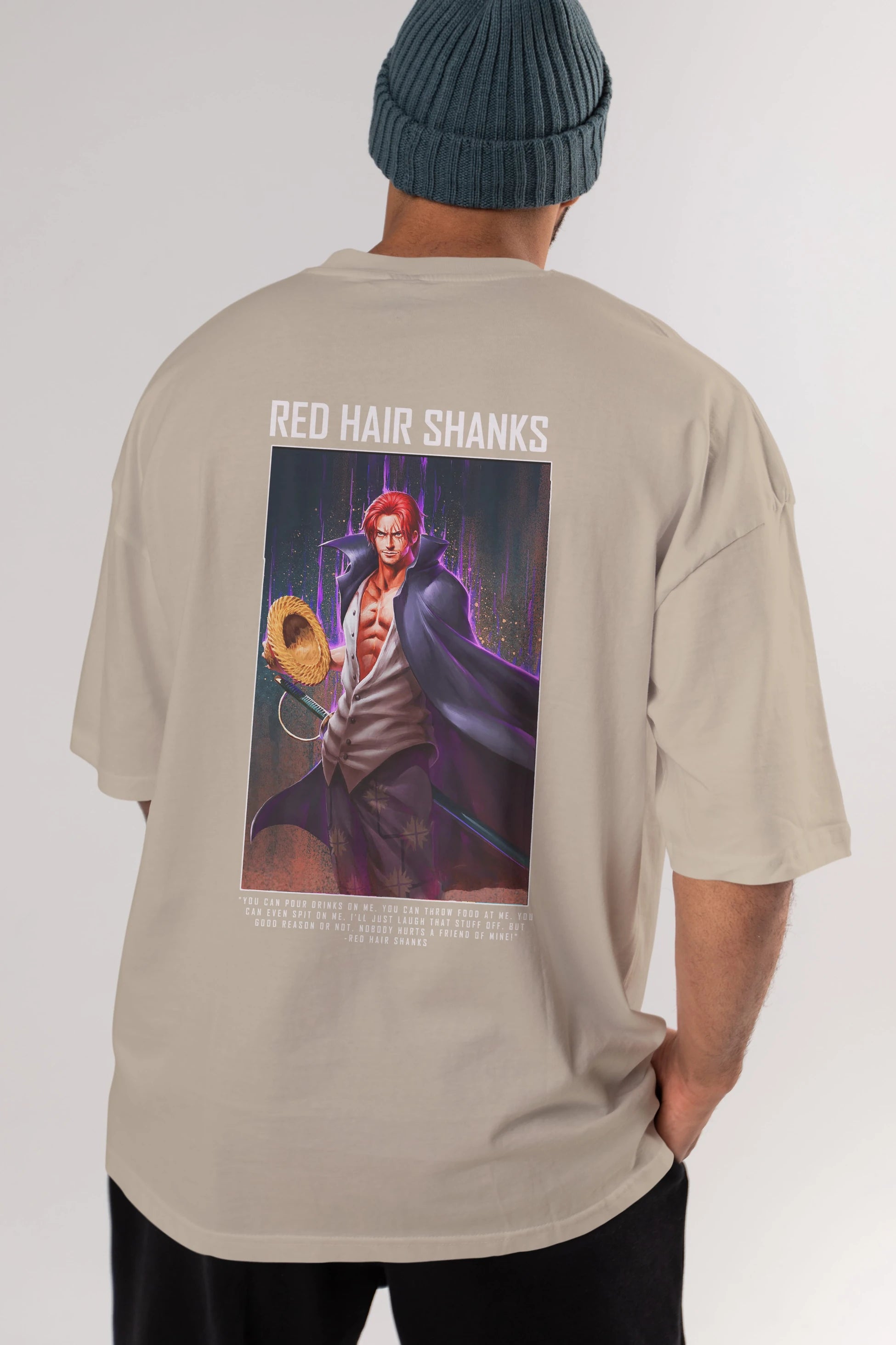 Shanks Anime Arka Baskılı Oversize t-shirt Erkek Kadın Unisex %100 pamuk tişort