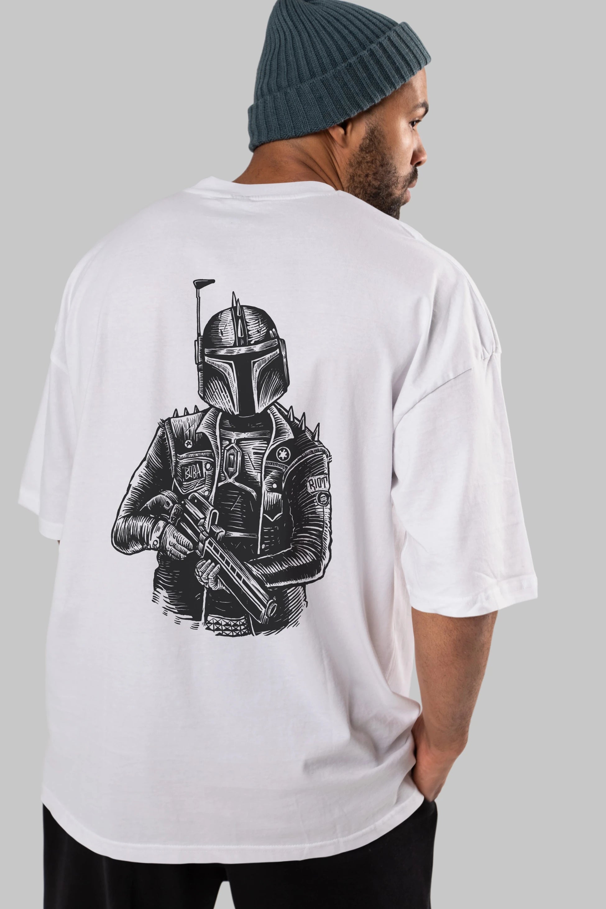Boba Punk Arka Baskılı Oversize t-shirt Erkek Kadın Unisex %100 Pamuk