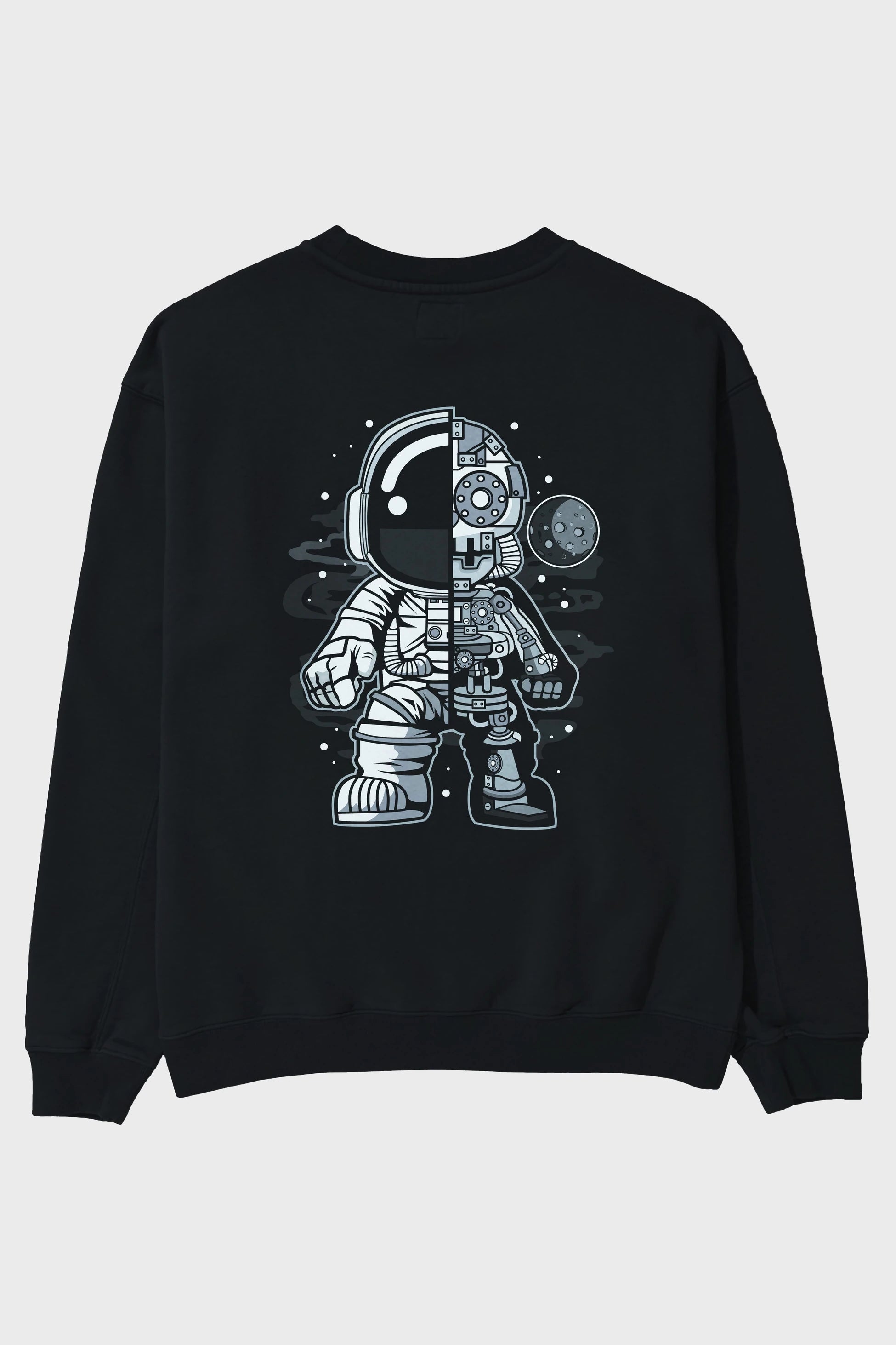 Astronaut Half Robot Arka Baskılı Oversize Sweatshirt Erkek Kadın Unisex