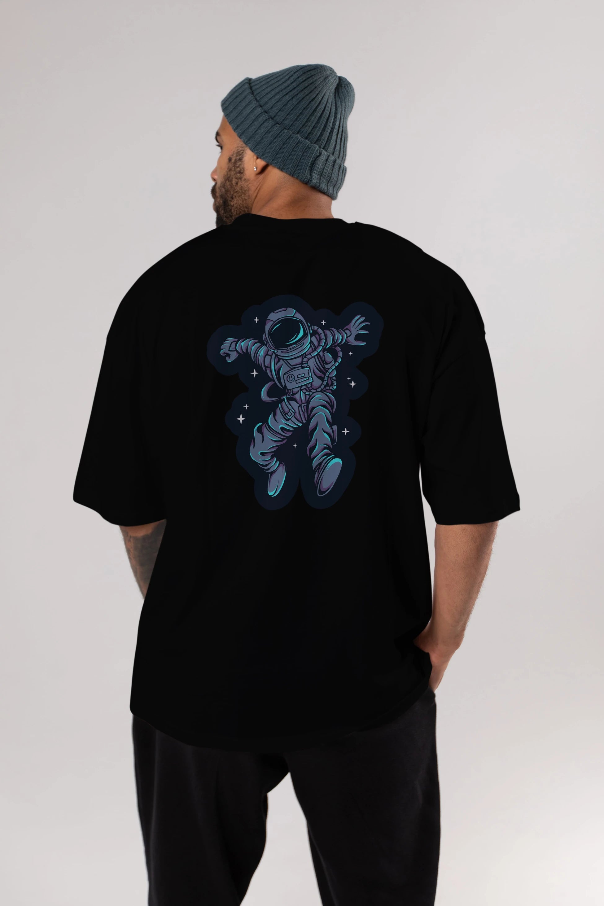 Astrostars sticker Arka Baskılı Oversize t-shirt Erkek Kadın Unisex