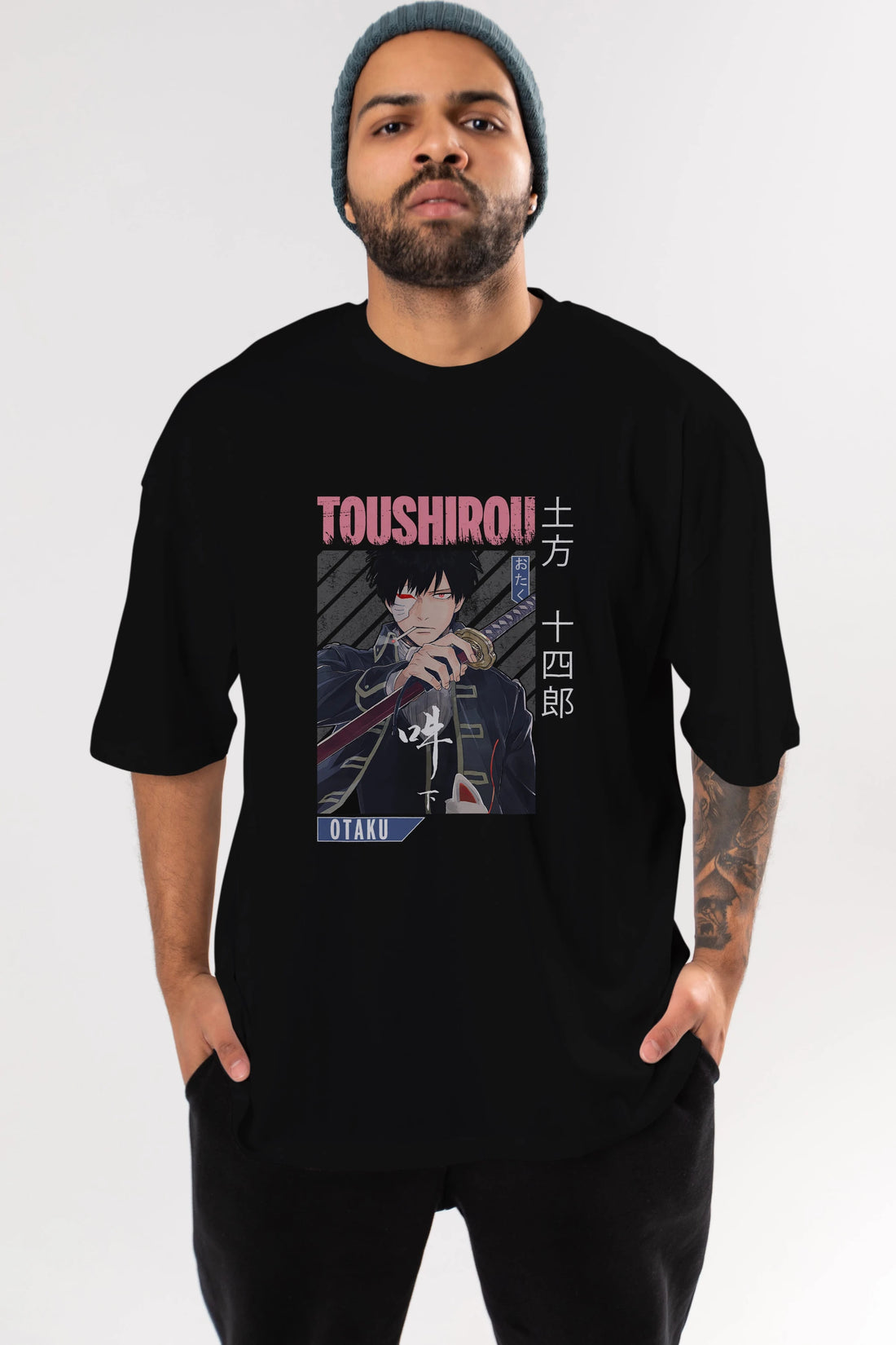 Toushirou Hijikata 1 Anime Ön Baskılı Oversize t-shirt %100 pamuk Erkek Kadın Unisex
