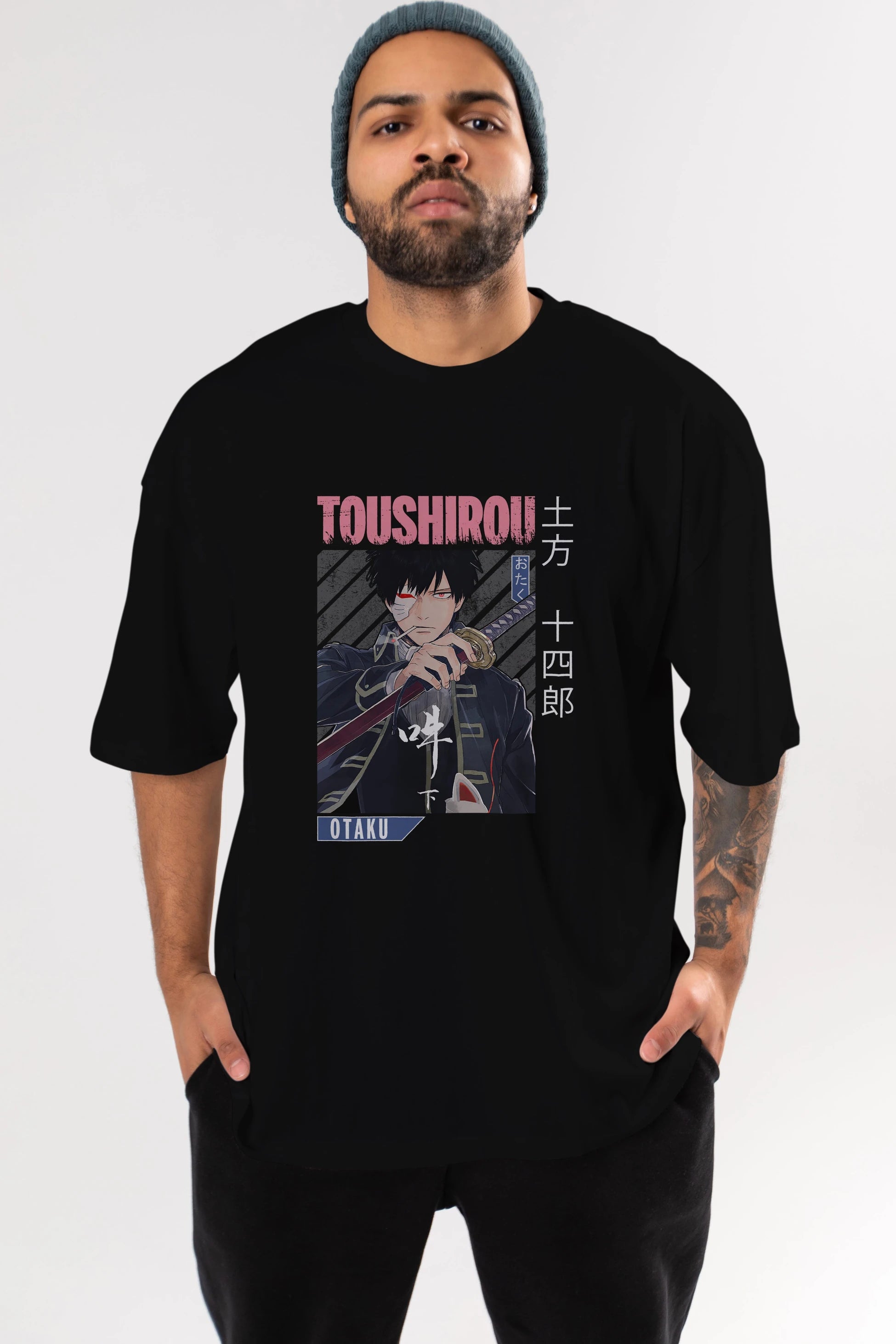 Toushirou Hijikata 1 Anime Ön Baskılı Oversize t-shirt %100 pamuk Erkek Kadın Unisex