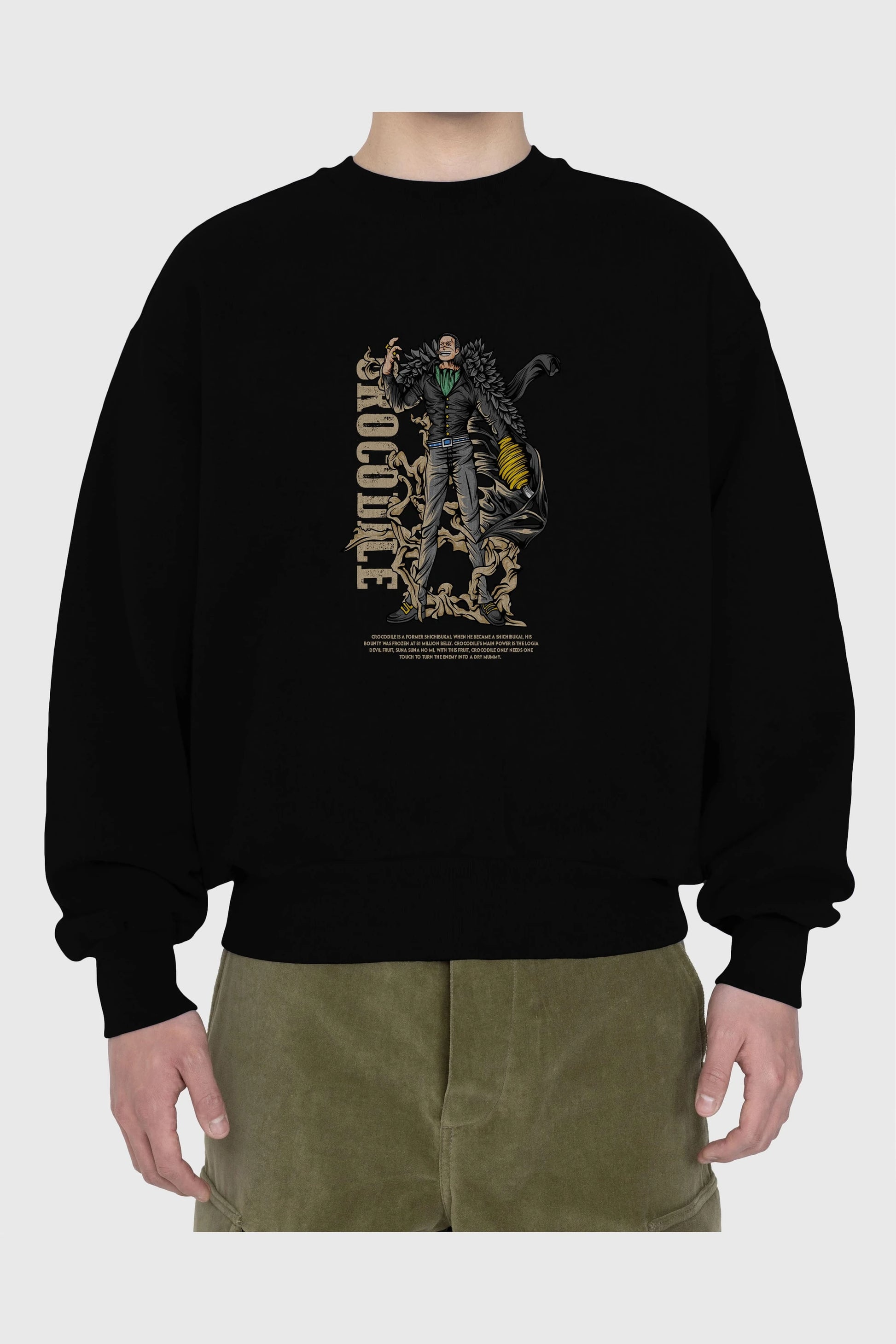 Crocodile Anime Ön Baskılı Oversize Sweatshirt Erkek Kadın Unisex