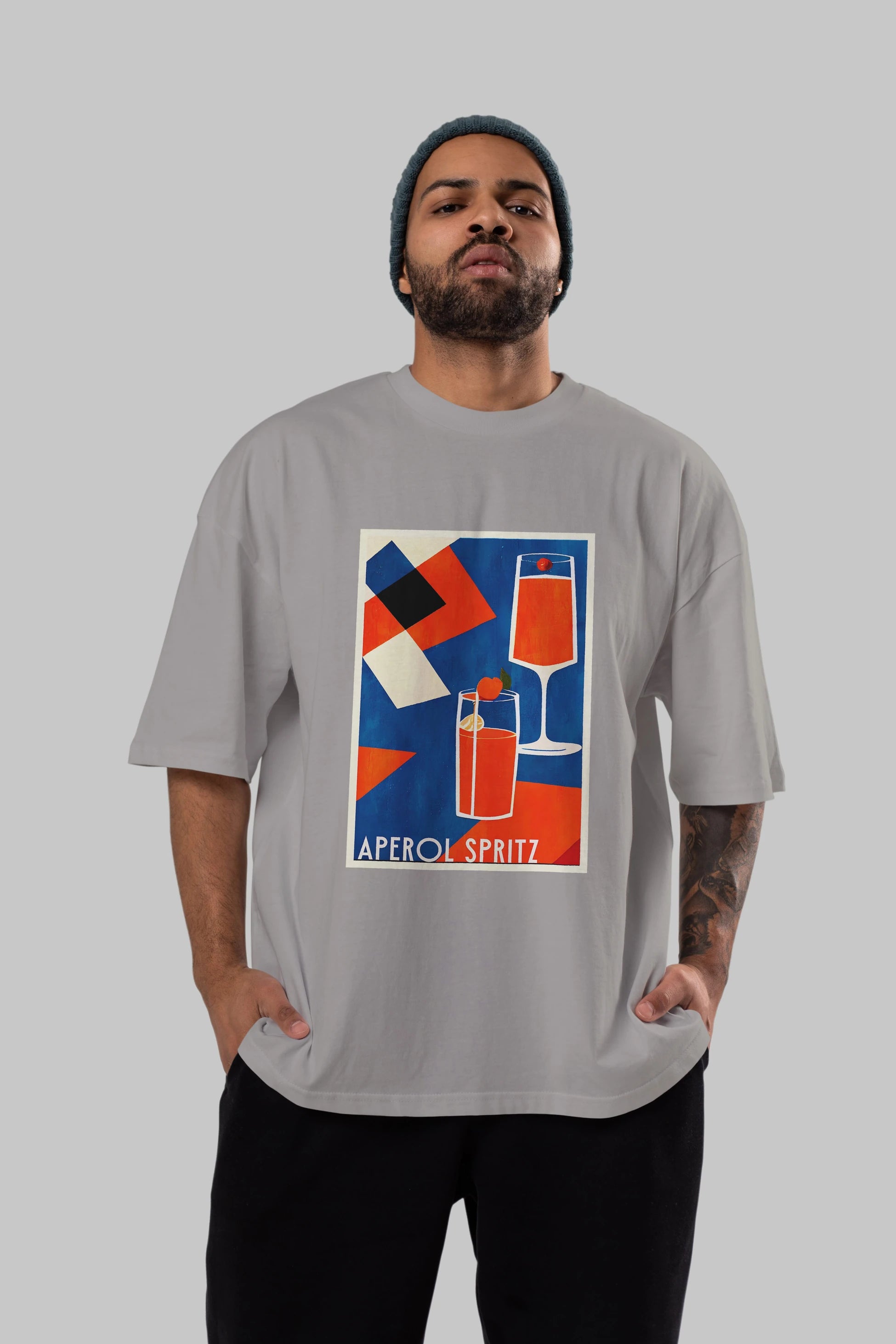 Aperol Spritz 4 Ön Baskılı Oversize t-shirt Erkek Kadın Unisex %100 Pamuk Bisiklet Yaka tişort