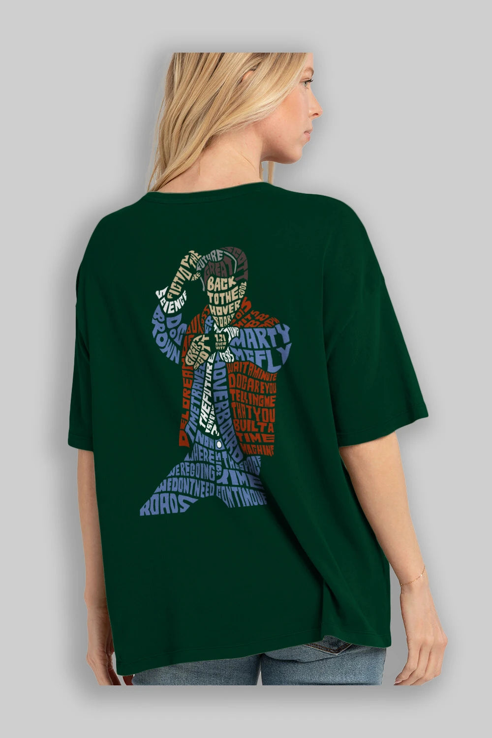 Back To The Hoverboard Arka Baskılı Oversize t-shirt %100 pamuk Erkek Kadın Unisex