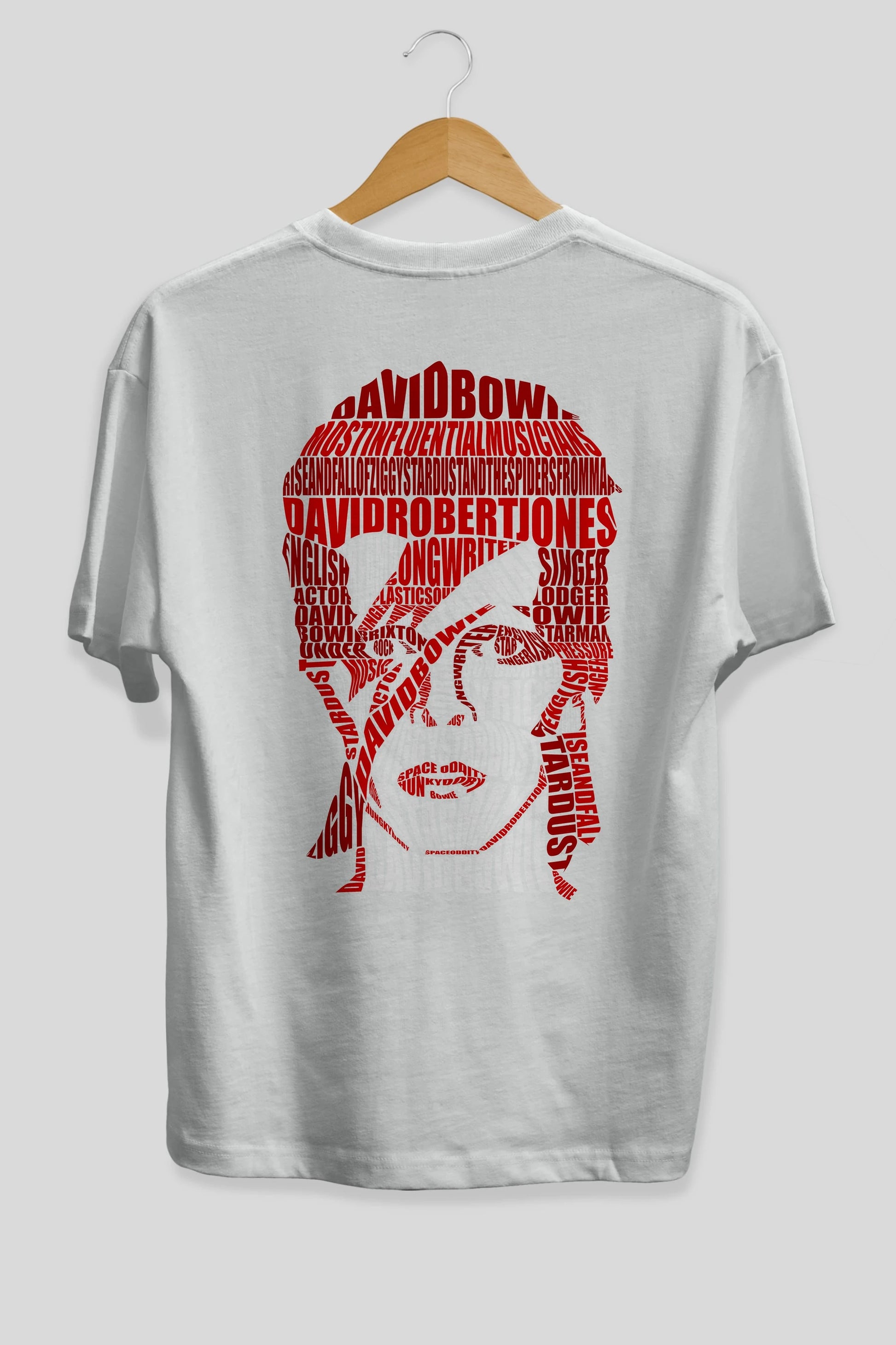 David Bowie Calligram Arka Baskılı Oversize t-shirt %100 pamuk Erkek Kadın Unisex