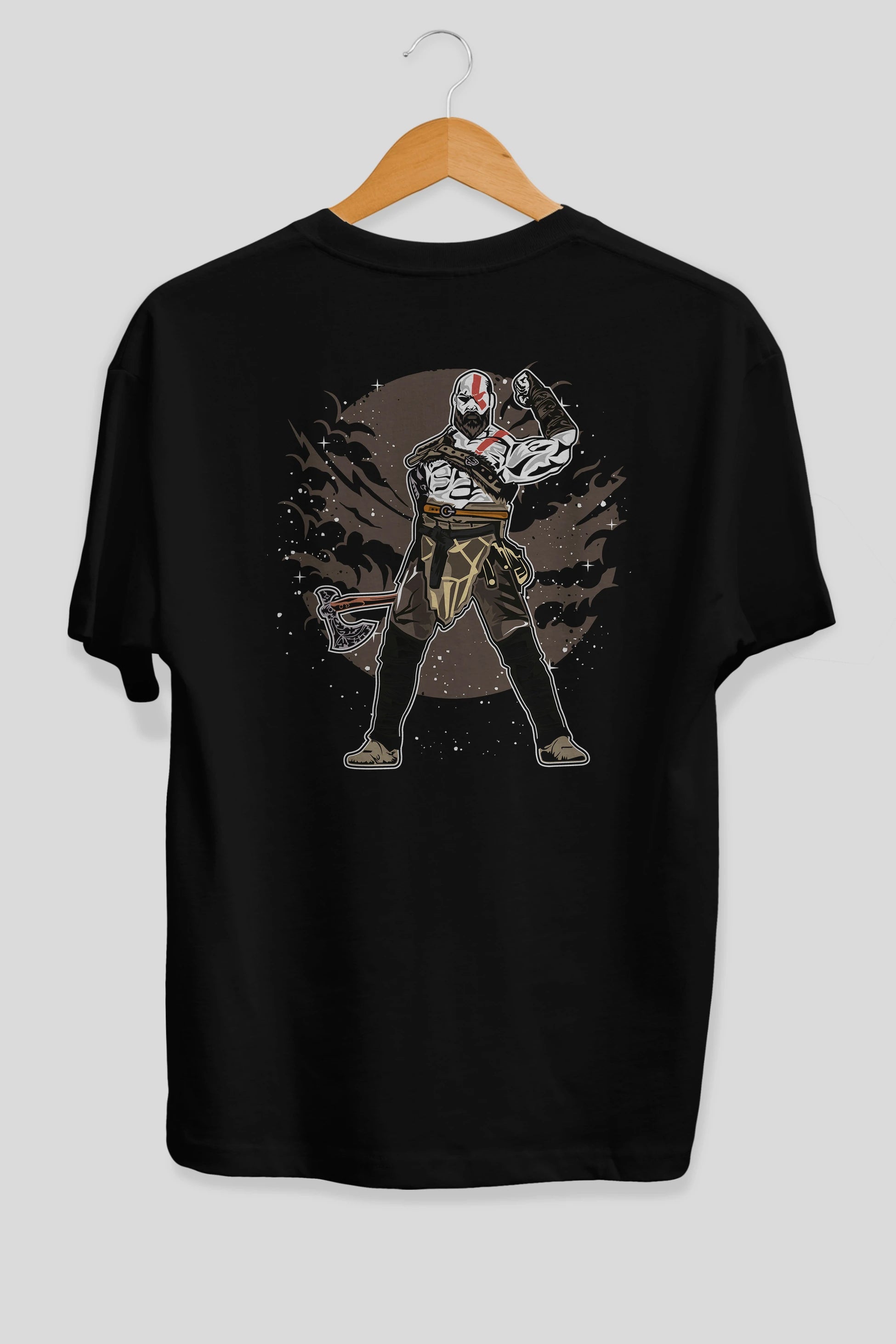 GOD OF WAR Arka Baskılı Oversize t-shirt Erkek Kadın Unisex %100 Pamuk