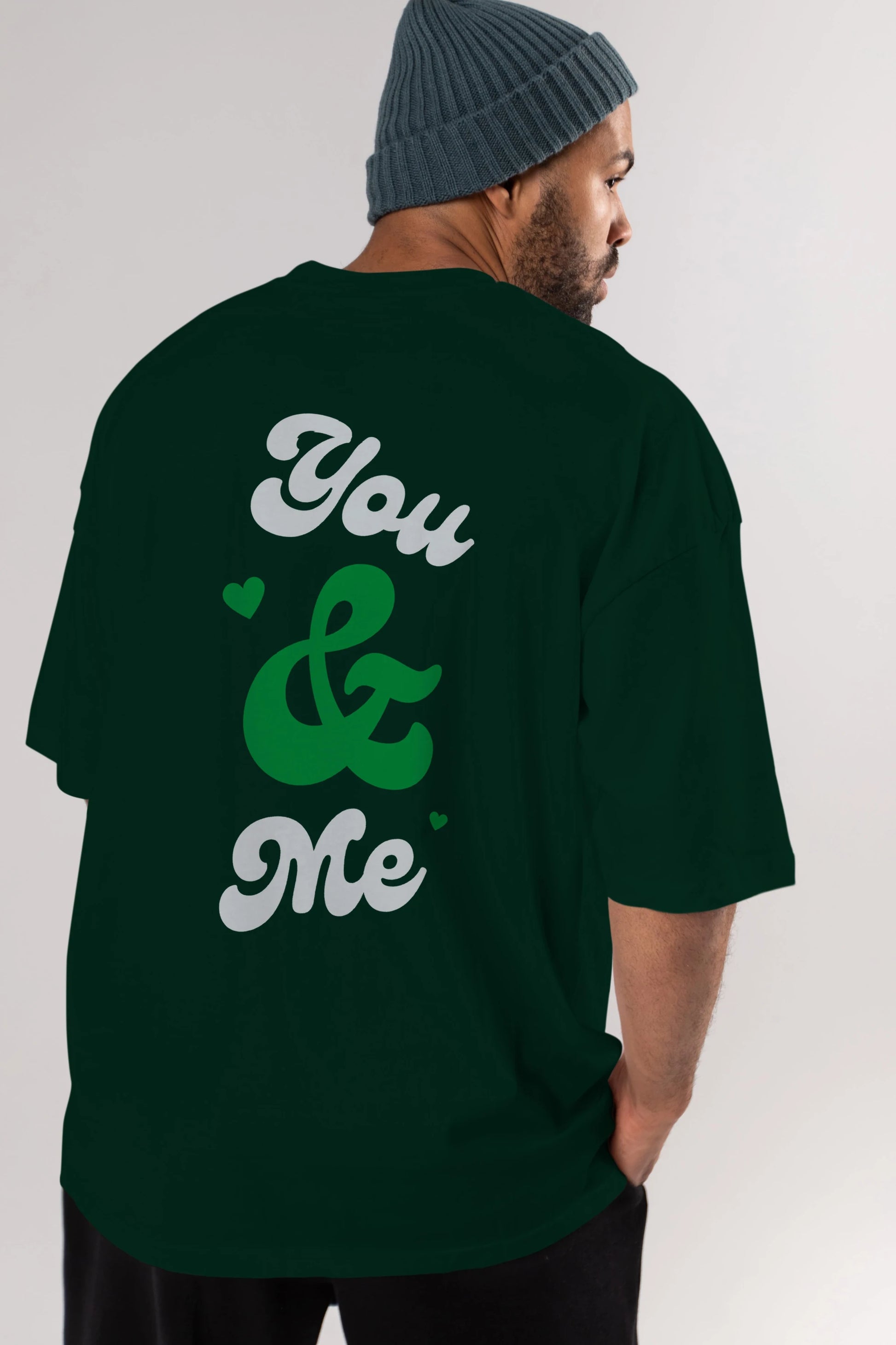 You and Me Yazılı Arka Baskılı Oversize t-shirt Erkek Kadın Unisex