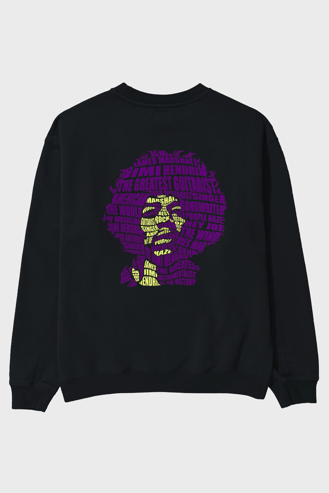 Jimmy Hendrix Calligram Arka Baskılı Oversize Sweatshirt Erkek Kadın Unisex