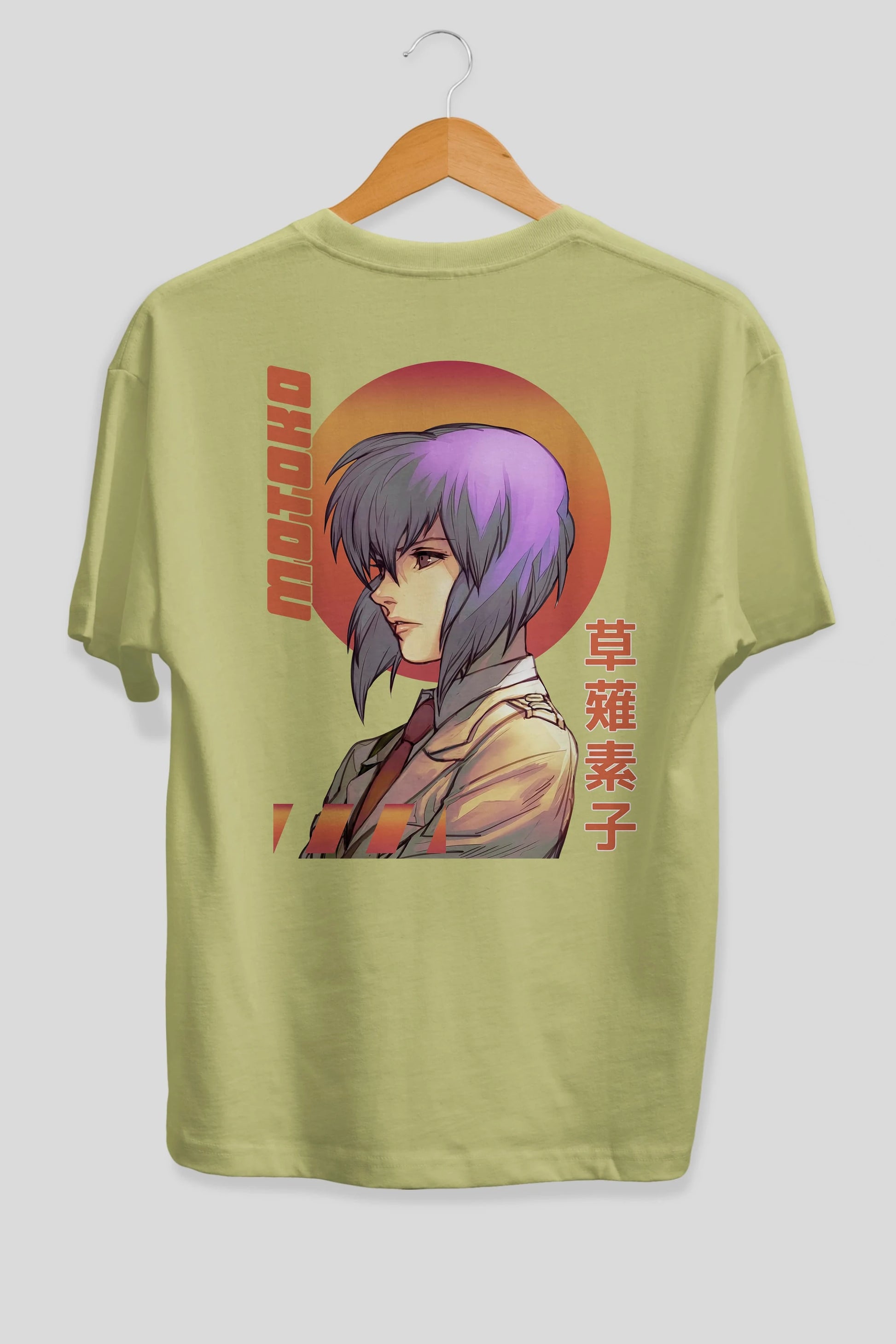 Motoko Kusanagi 10 Anime Arka Baskılı Oversize t-shirt Erkek Kadın Unisex