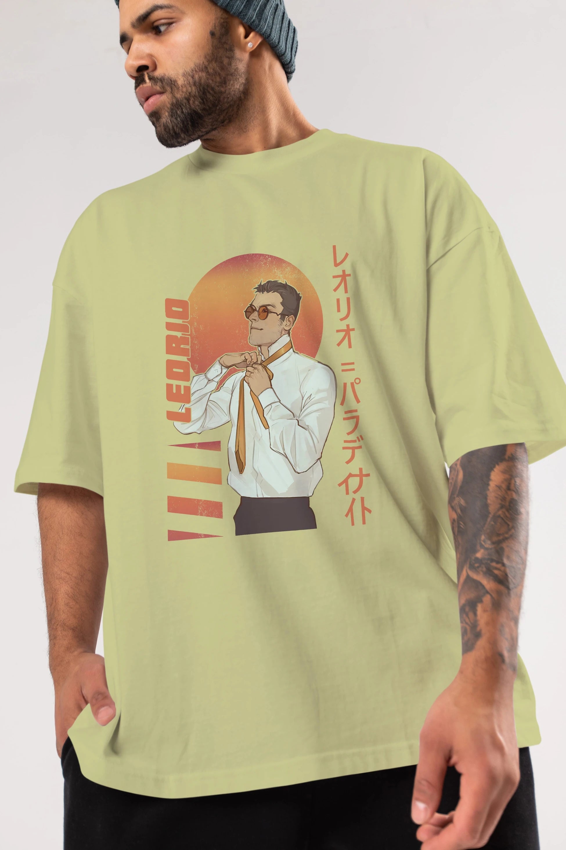 Leorio Paladiknight 5 (2) Anime Ön Baskılı Oversize t-shirt %100 pamuk Erkek Kadın Unisex