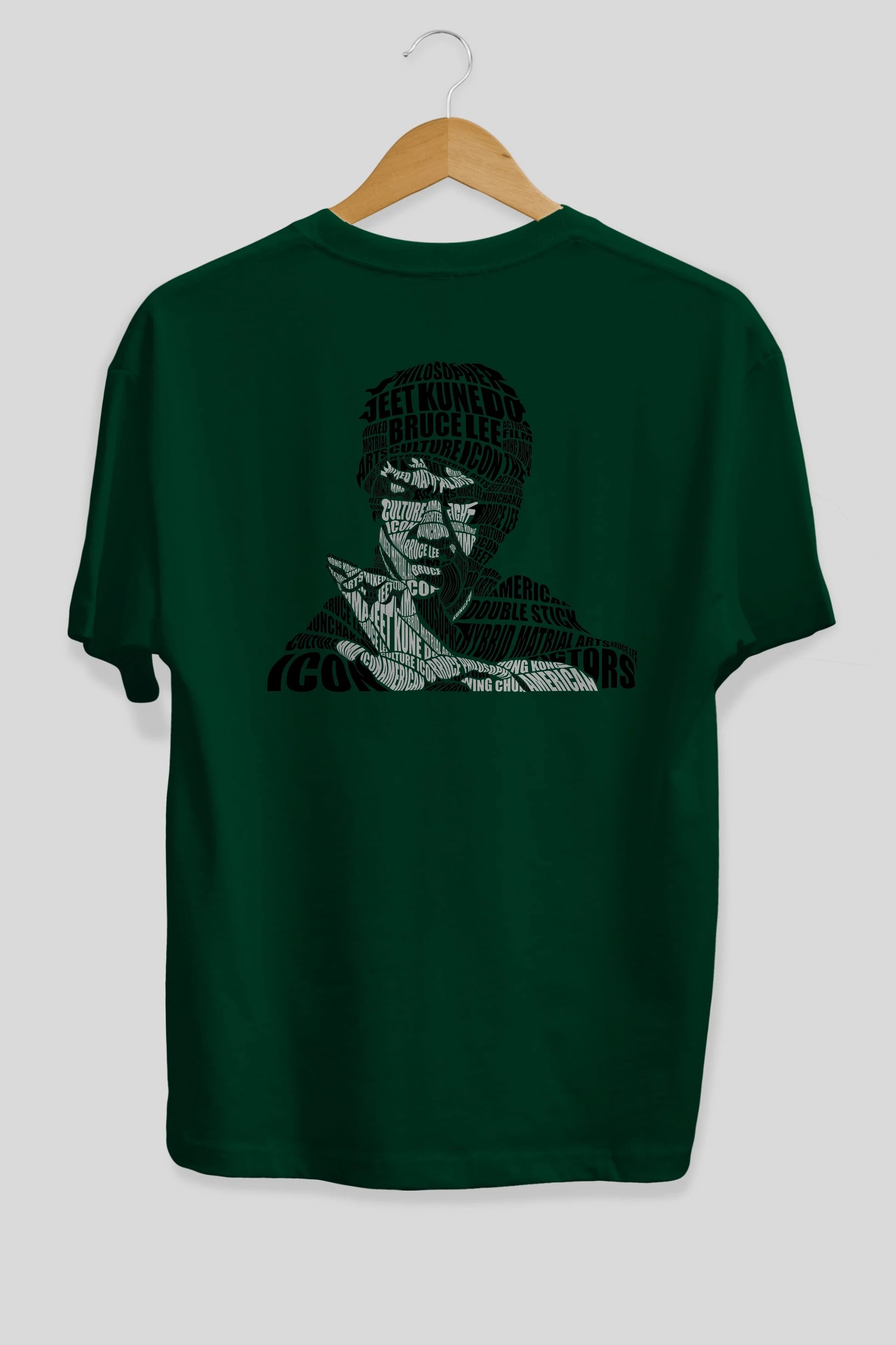 Bruce Lee Calligram Arka Baskılı Oversize t-shirt %100 pamuk Erkek Kadın Unisex