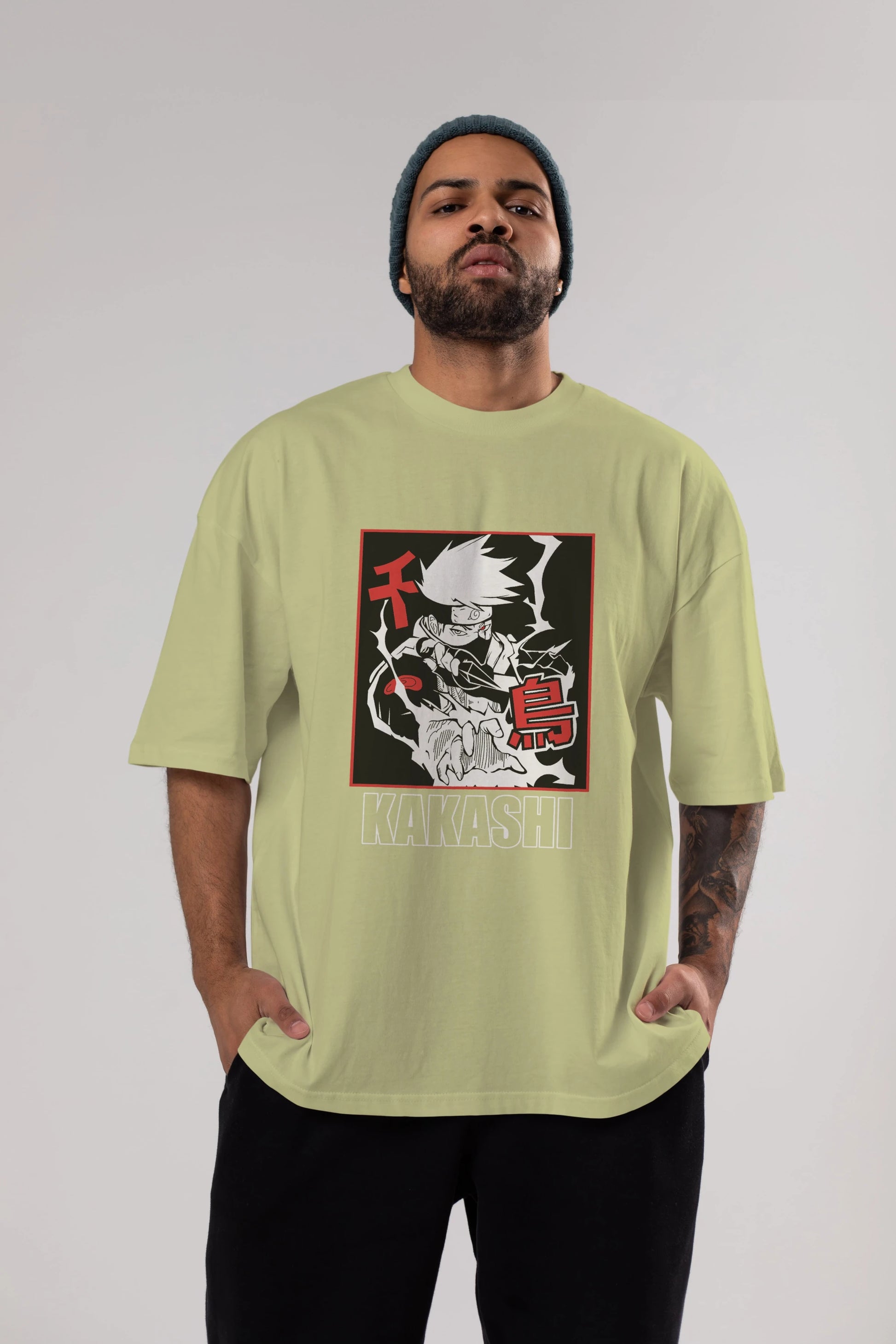 KAKASHI HATAKE NARUTO Anime Ön Baskılı Oversize t-shirt %100 pamuk Erkek Kadın Unisex
