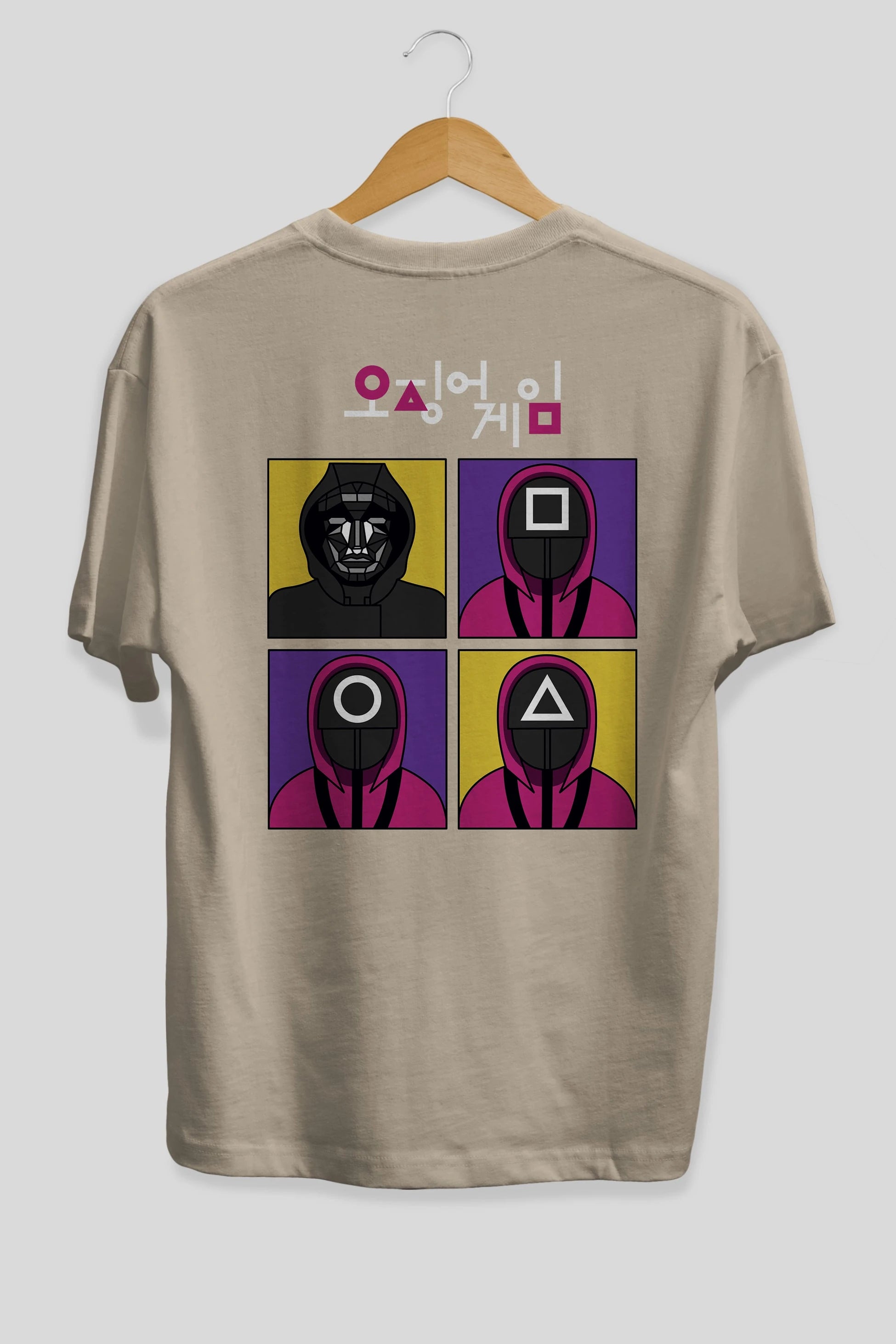 Squid Game (1) Arka Baskılı Oversize t-shirt Erkek Kadın Unisex %100 Pamuk Bisiklet Yaka tişort