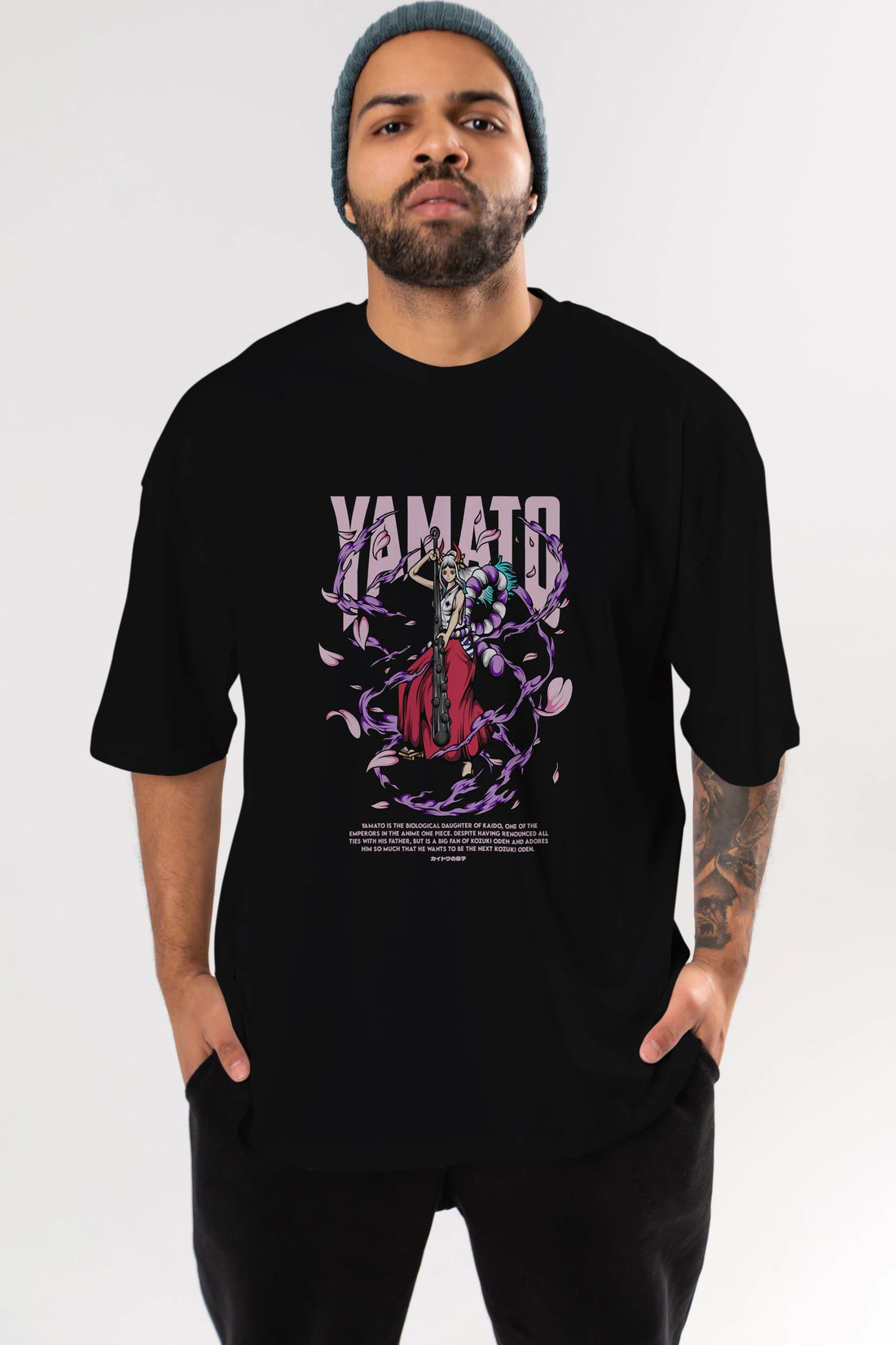 Yamato Anime Ön Baskılı Oversize t-shirt %100 pamuk Erkek Kadın Unisex