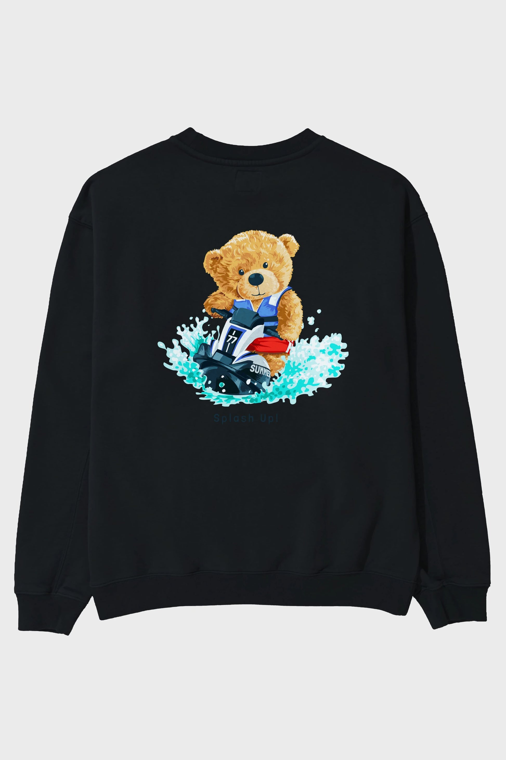 Teddy Bear Splash Up Arka Baskılı Oversize Sweatshirt Erkek Kadın Unisex