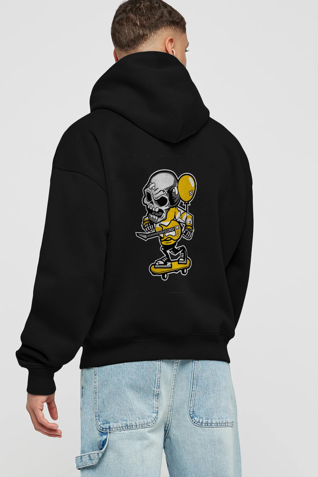 Skull Skater Arka Baskılı Hoodie Oversize Kapüşonlu Sweatshirt Erkek Kadın Unisex
