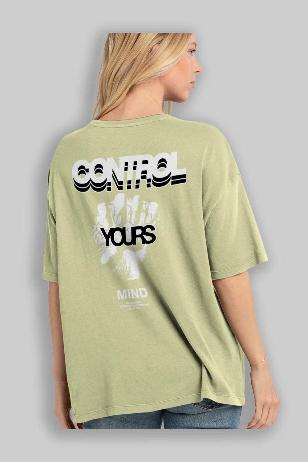 Control Your Mind Arka Baskılı Oversize t-shirt Erkek Kadın Unisex