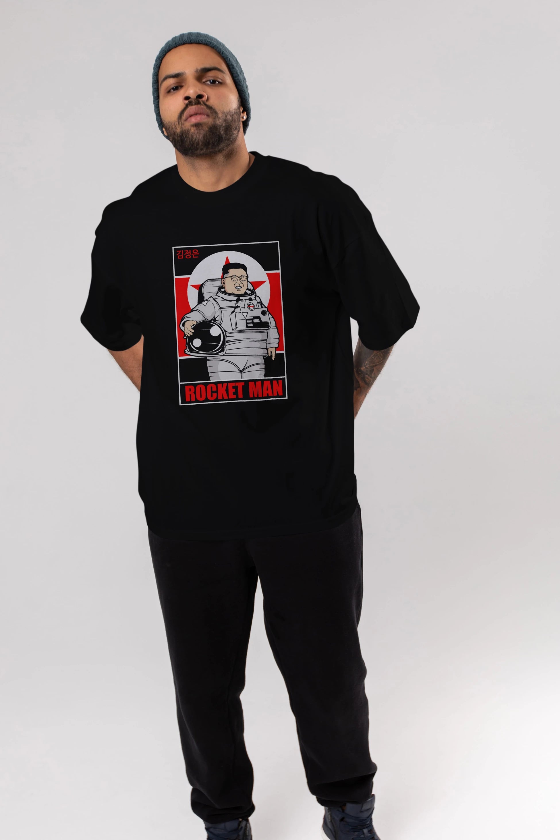 Astronot Kim Ön Baskılı Oversize t-shirt Erkek Kadın Unisex %100 Pamuk tişort