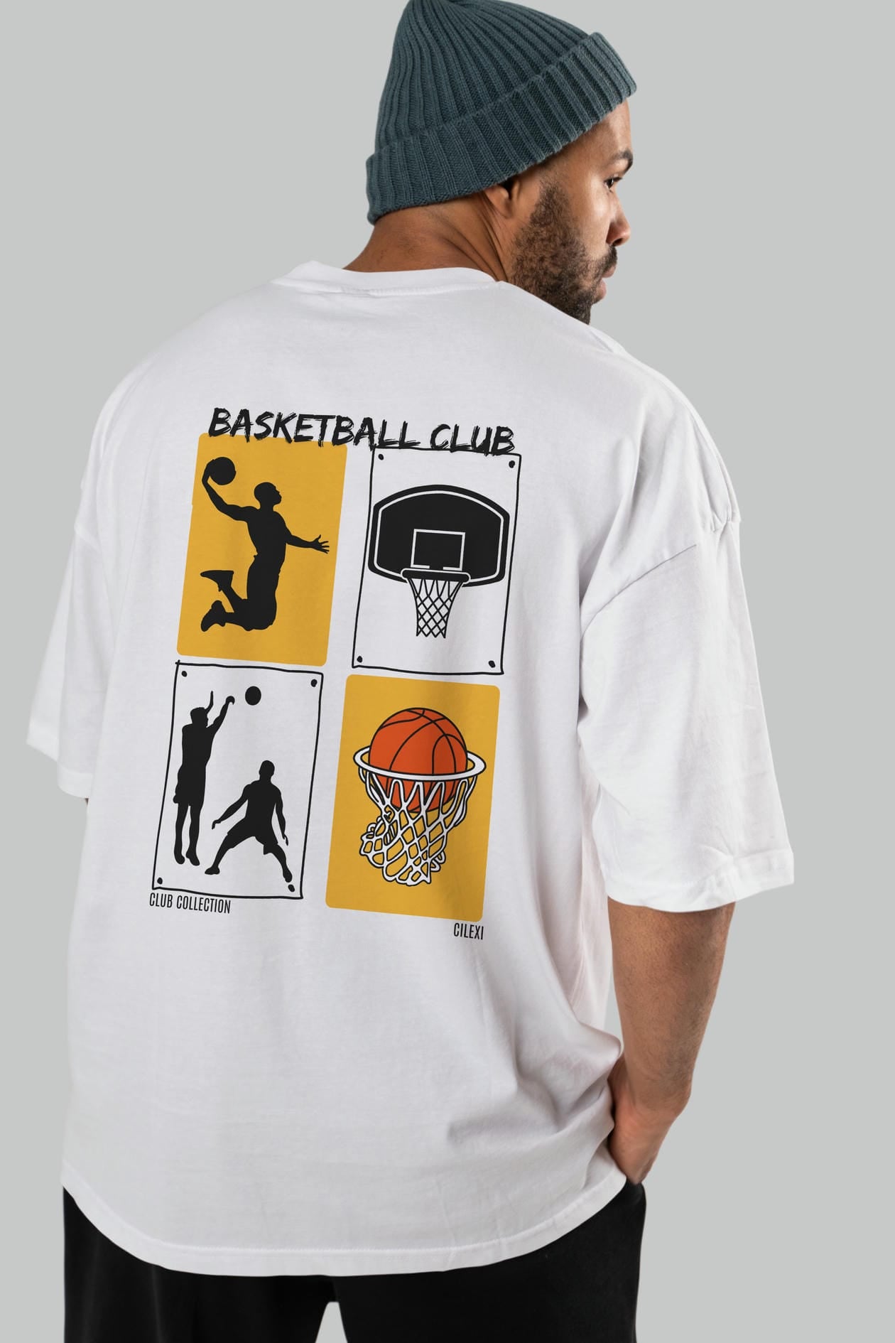Basketball Club Arka Baskılı Oversize t-shirt Erkek Kadın %100 Pamuk Bisiklet Yaka tişort